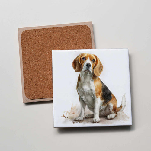 Beagle - Sitting - LR - Coaster