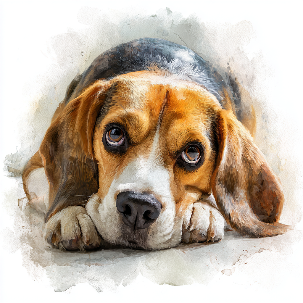 Beagle - Sitting -  Lying Down - Coaster