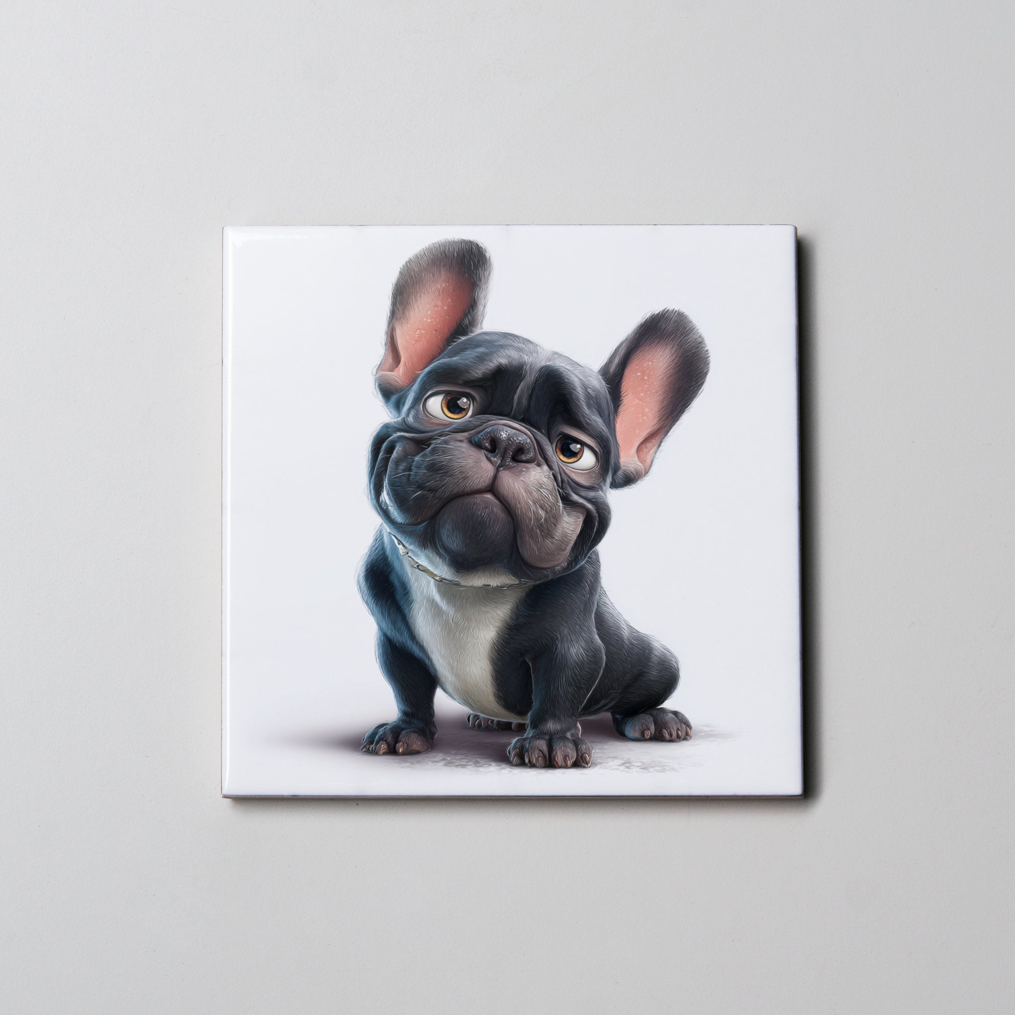 Black French Bulldog - Caricature - Coaster
