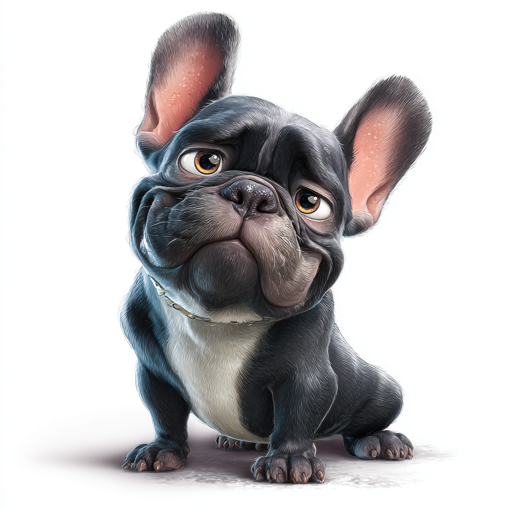 Black French Bulldog - Caricature - Coaster