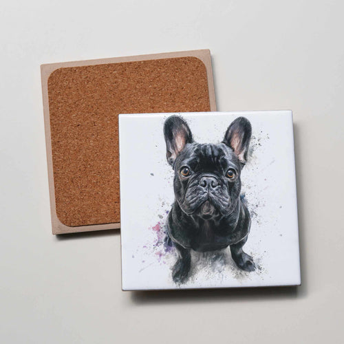 Black French Bulldog - Sitting - Coaster