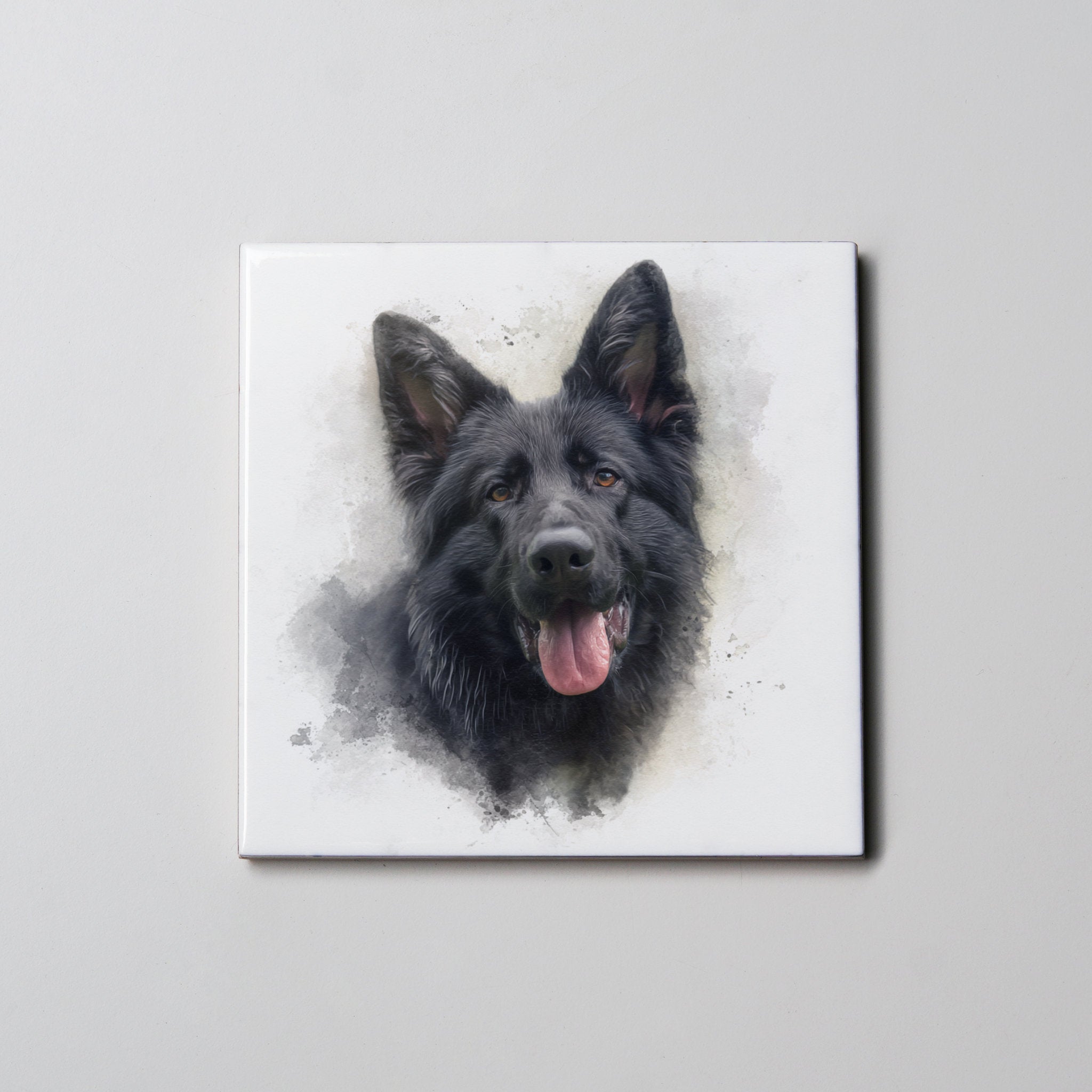 Black German Shepherd portrait - Coaster