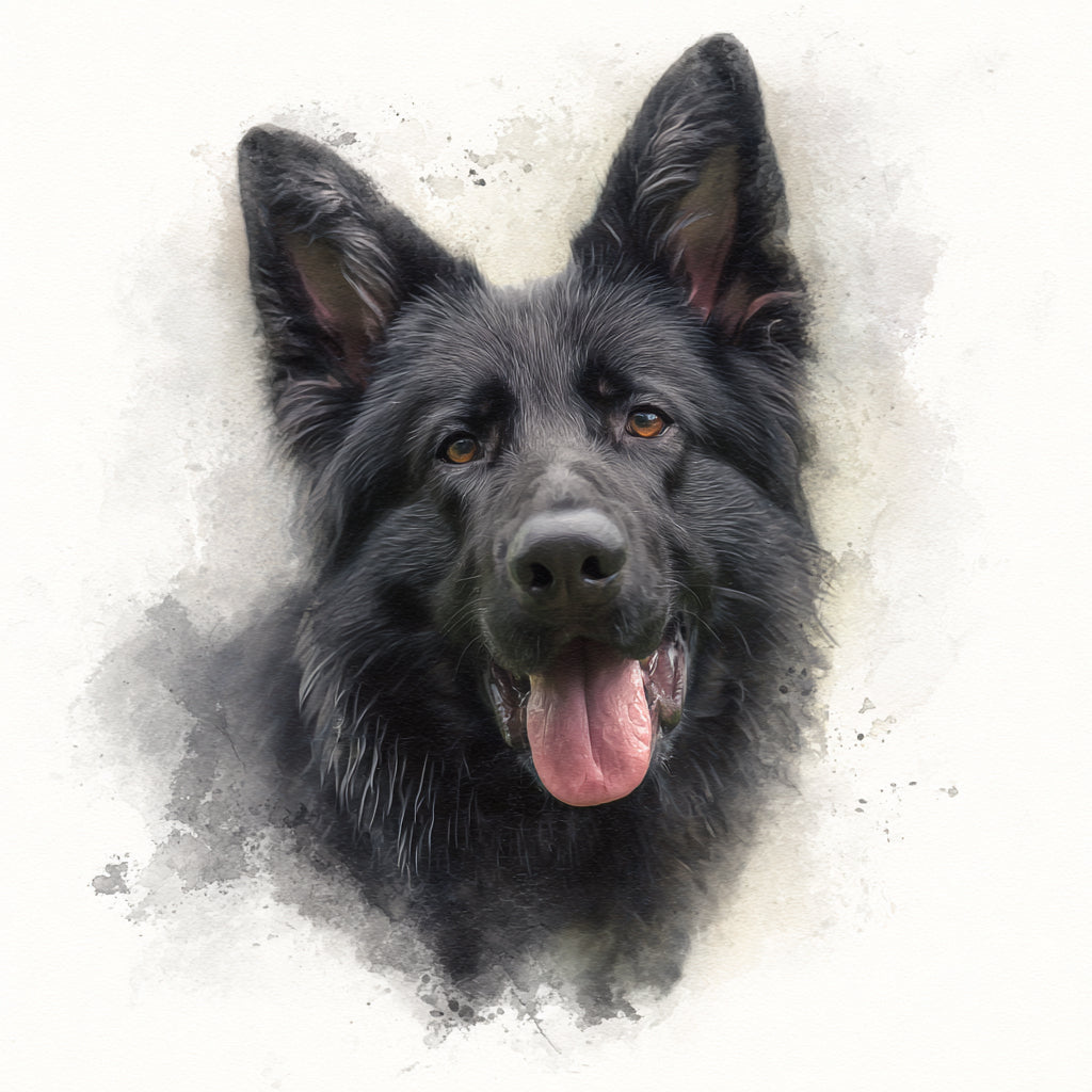 Black German Shepherd portrait - Coaster