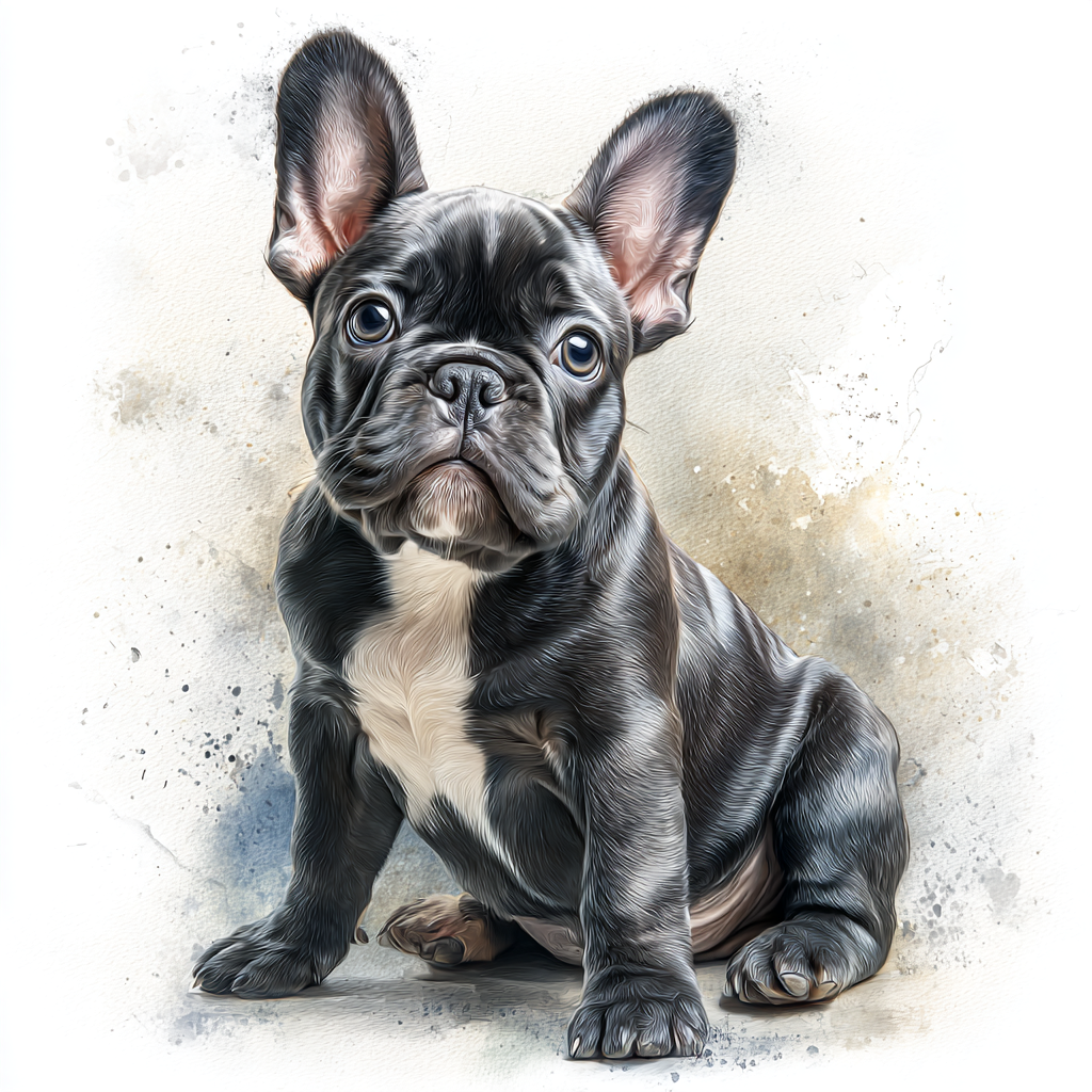 Black French Bulldog  Sitting - Coaster