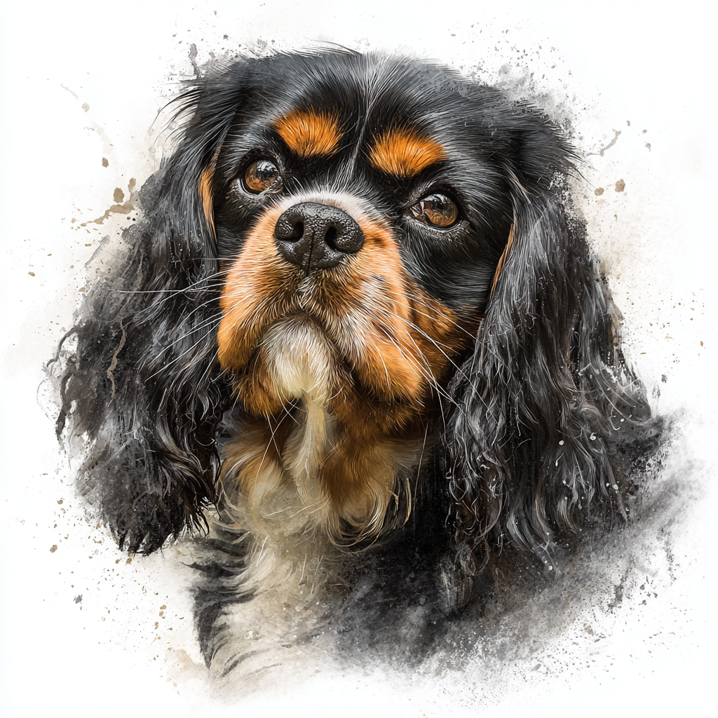 Black & Tan Cavalier King Charles Spaniel Portrait Left - Coaster