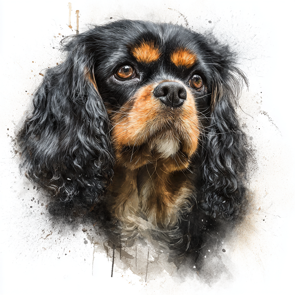 Black & Tan Cavalier King Charles Spaniel Portrait Right - Coaster