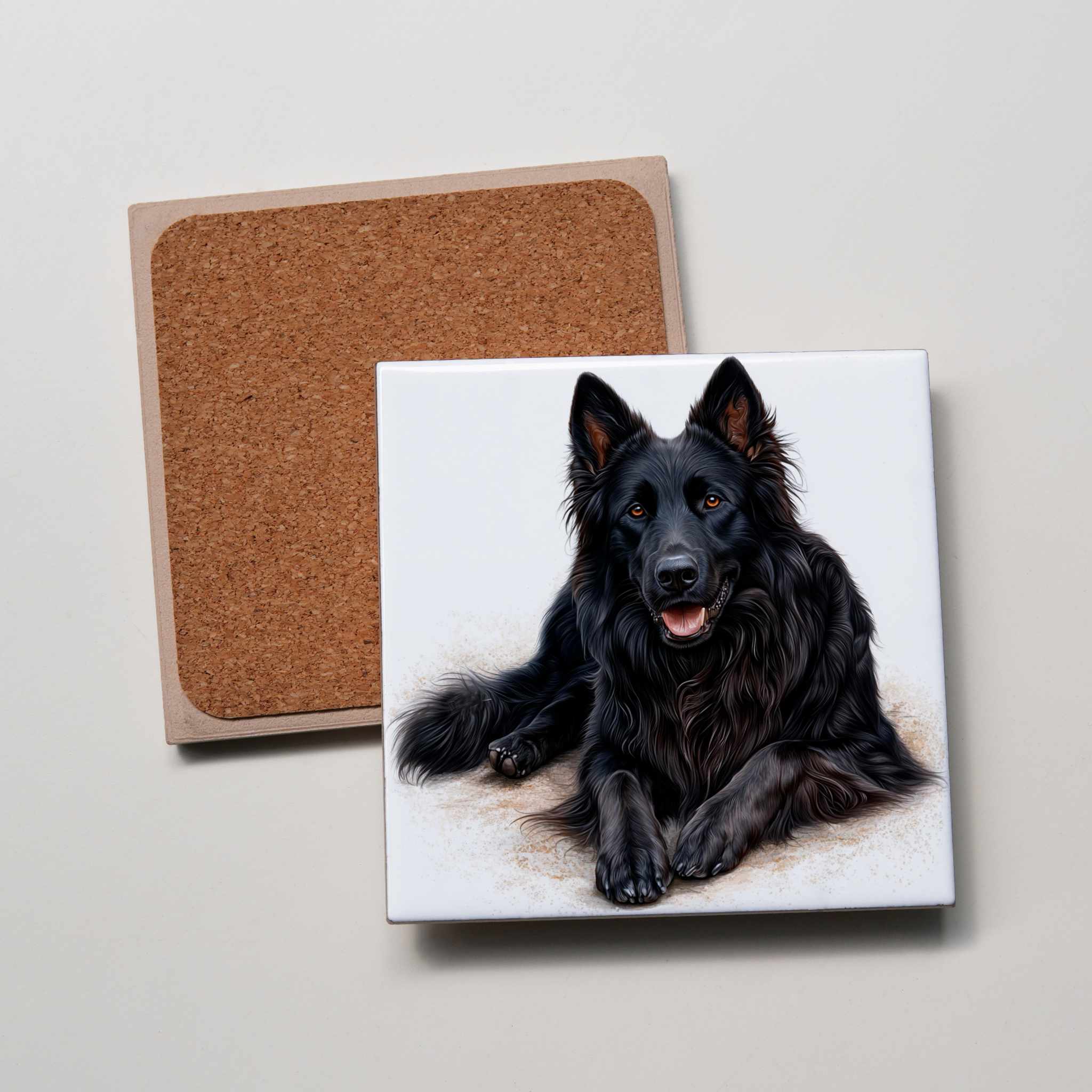 Black German Shepherd - Lying Down - Coaster