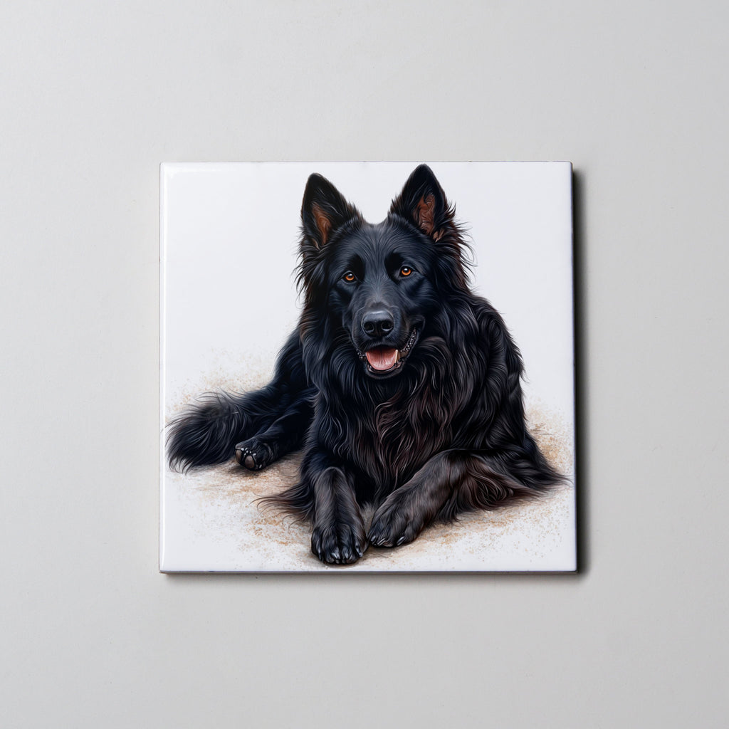 Black German Shepherd - Lying Down - Coaster