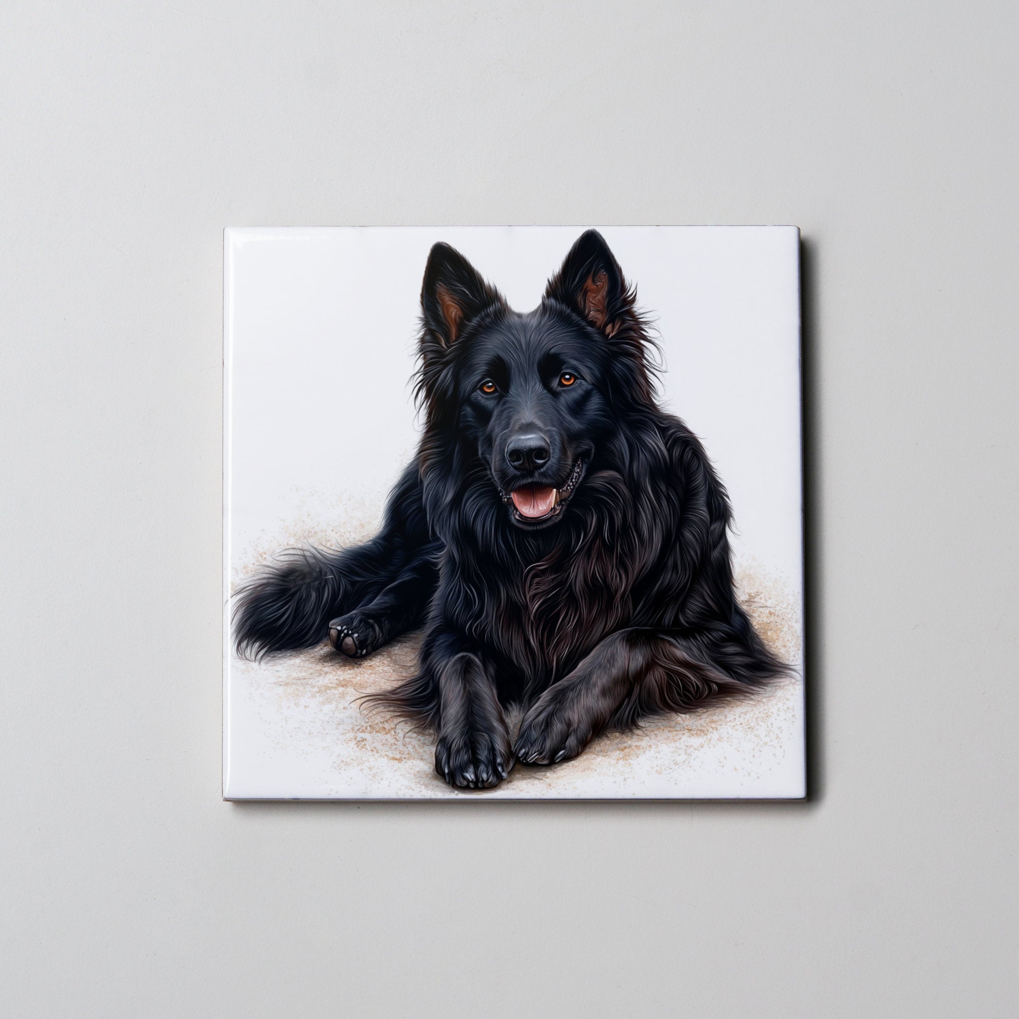 Black German Shepherd - Lying Down - Coaster