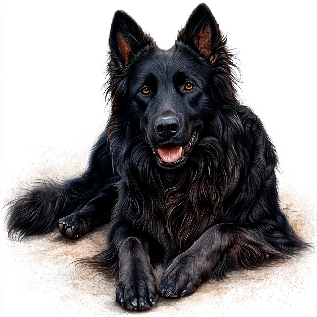 Black German Shepherd - Lying Down - Coaster