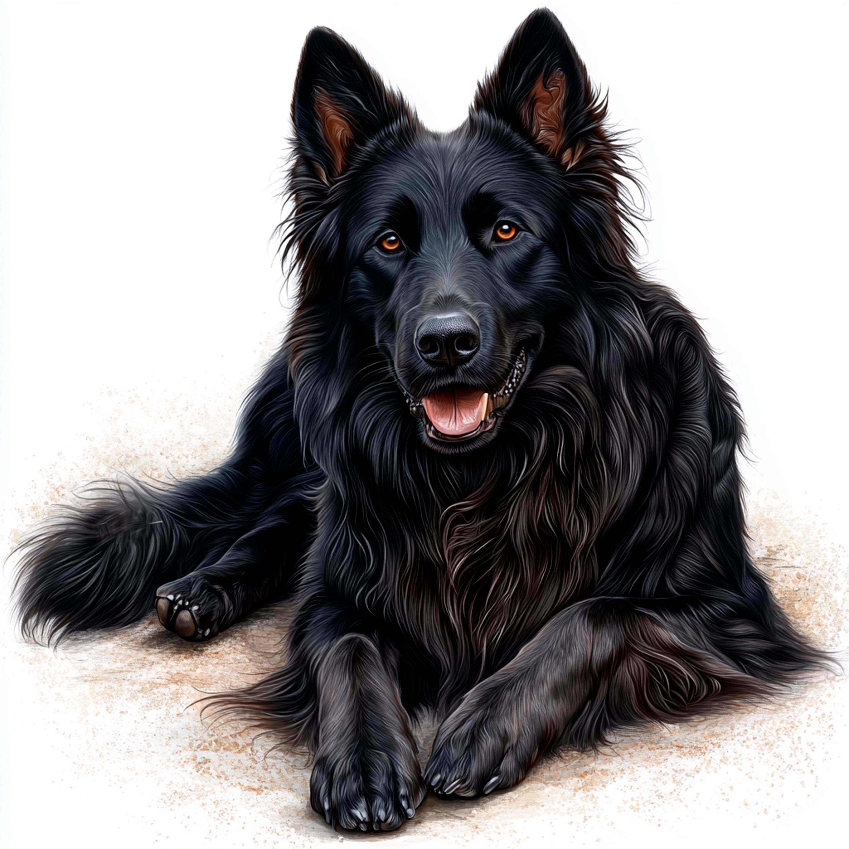 Black German Shepherd - Lying Down - Coaster