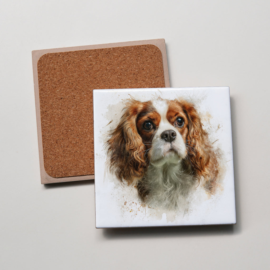 Blenheim Cavalier King Charles Spaniel portrait Right - Coaster