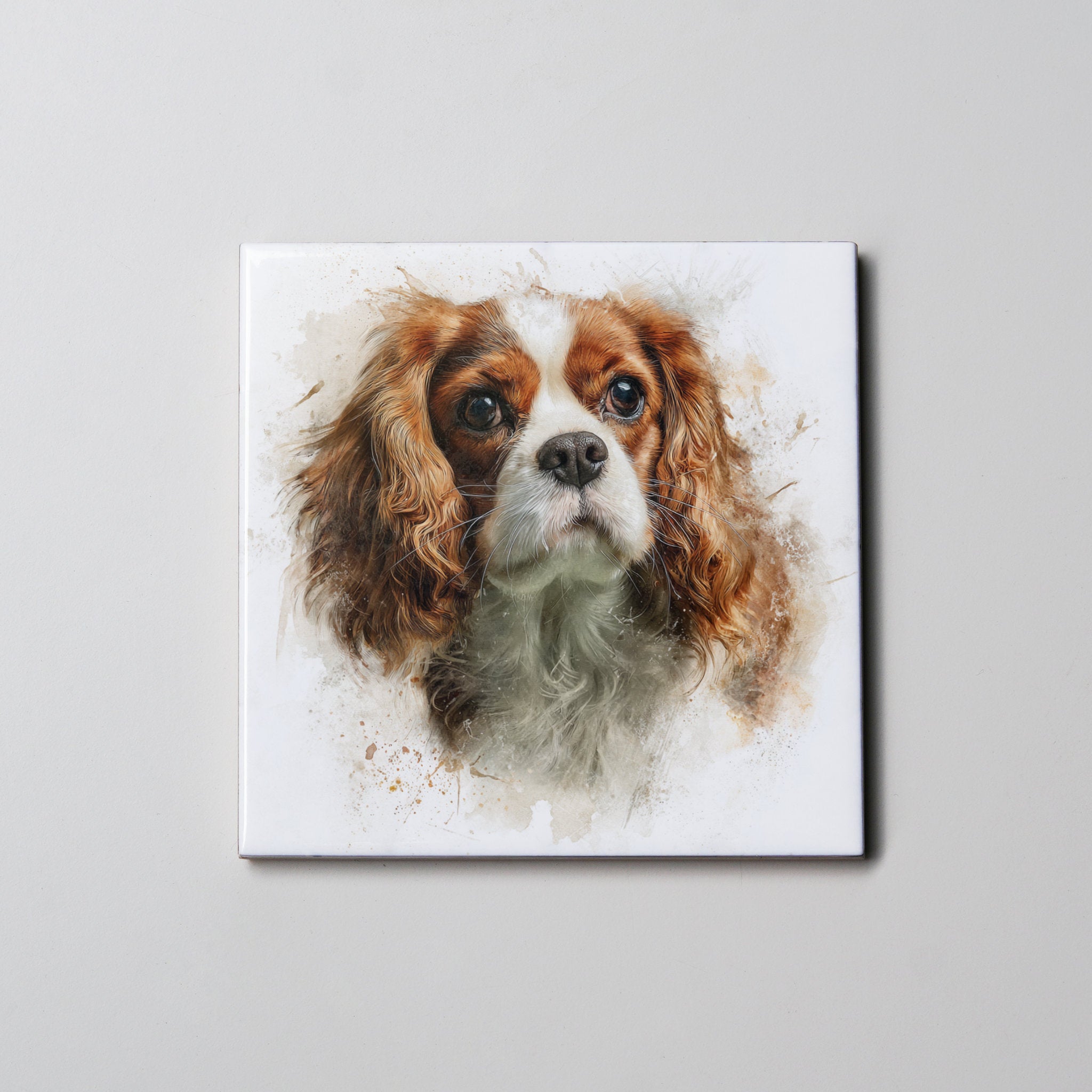 Blenheim Cavalier King Charles Spaniel portrait Right - Coaster