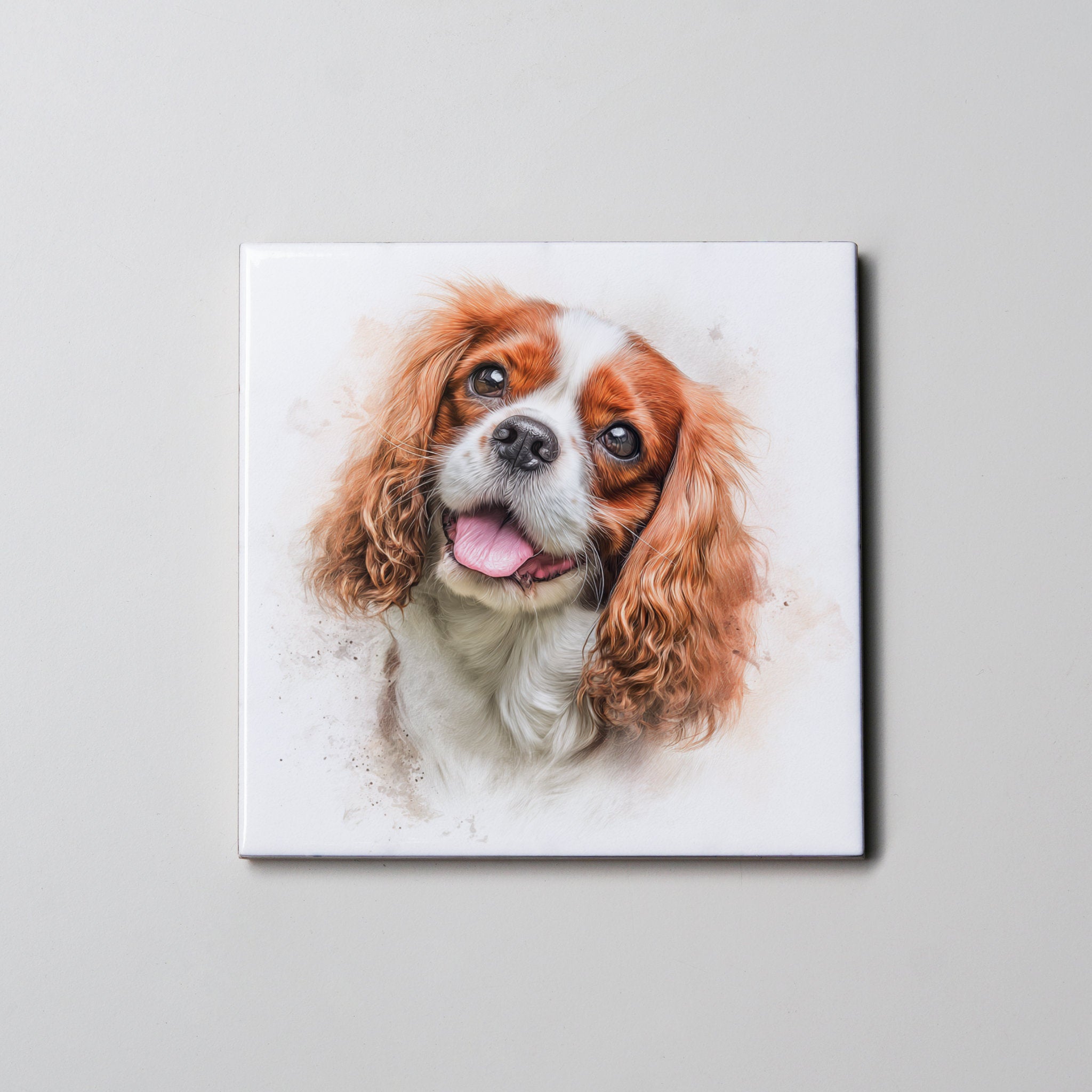 Blenheim Cavalier King Charles Spaniel portrait - Left - Coaster