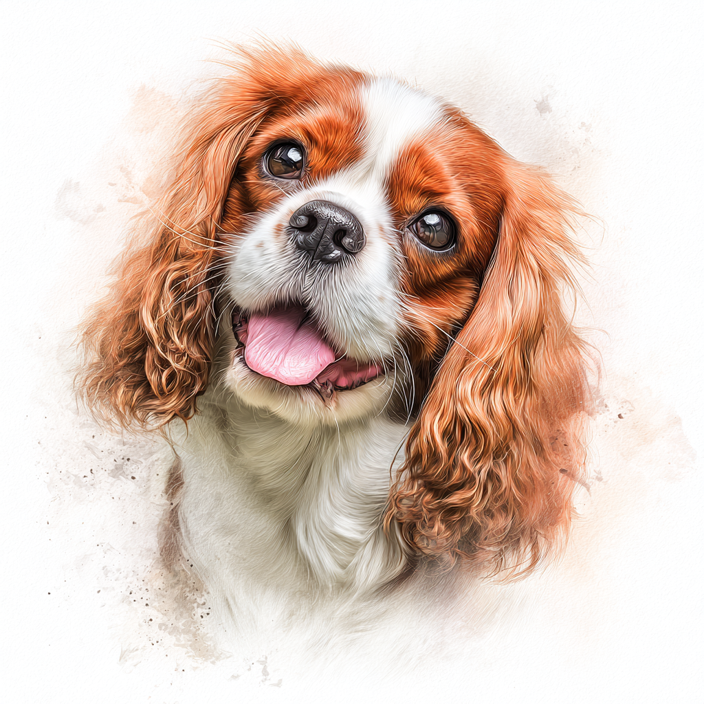Blenheim Cavalier King Charles Spaniel portrait - Left - Coaster