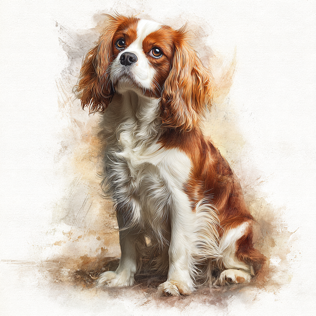 Blenheim Cavalier King Charles Spaniel sitting - Coaster