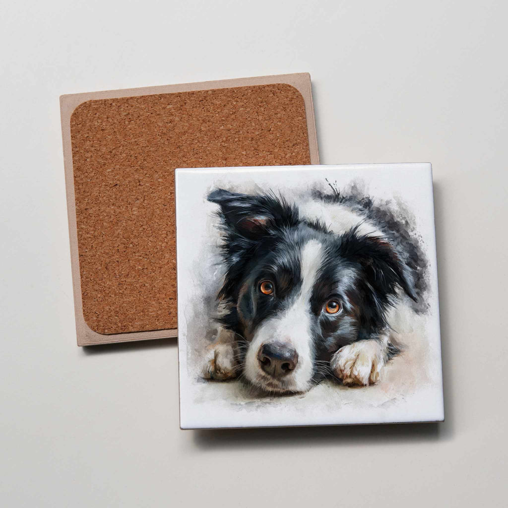 Border Collie - Black - Lying HD - Coaster