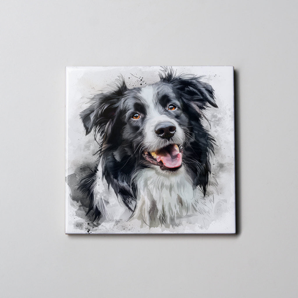 Border Collie - Black - Portrait - Coaster