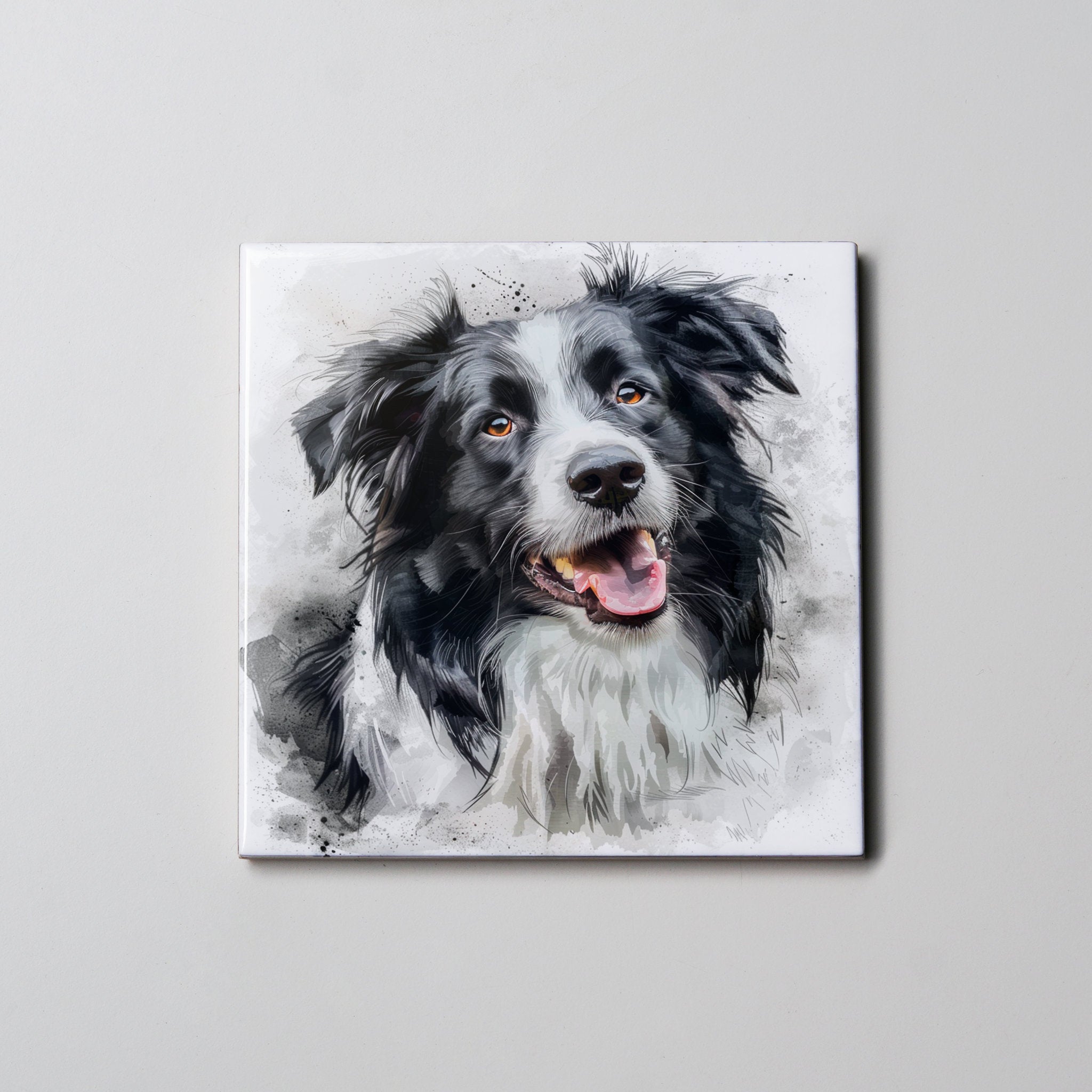 Border Collie - Black - Portrait - Coaster