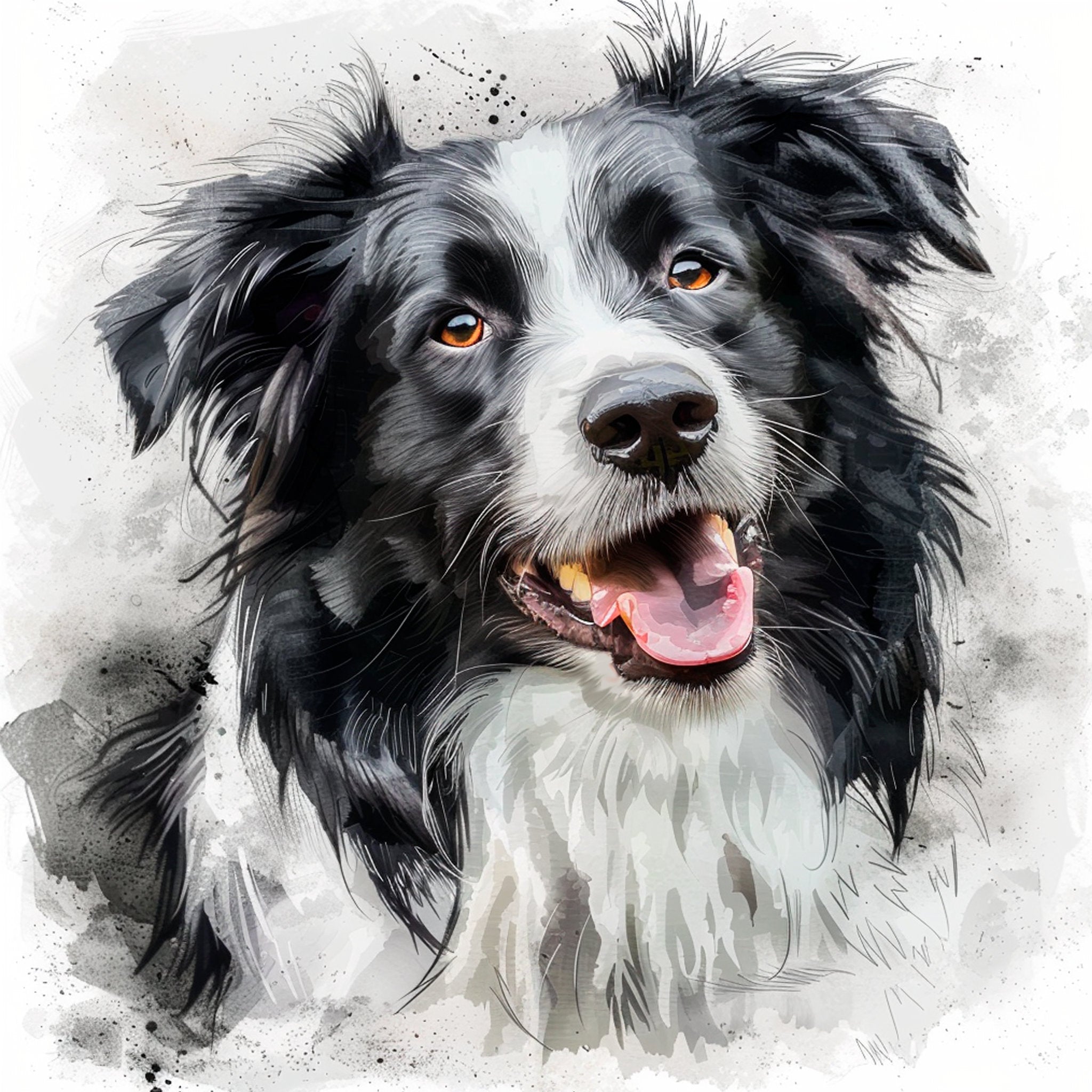 Border Collie - Black - Portrait - Coaster