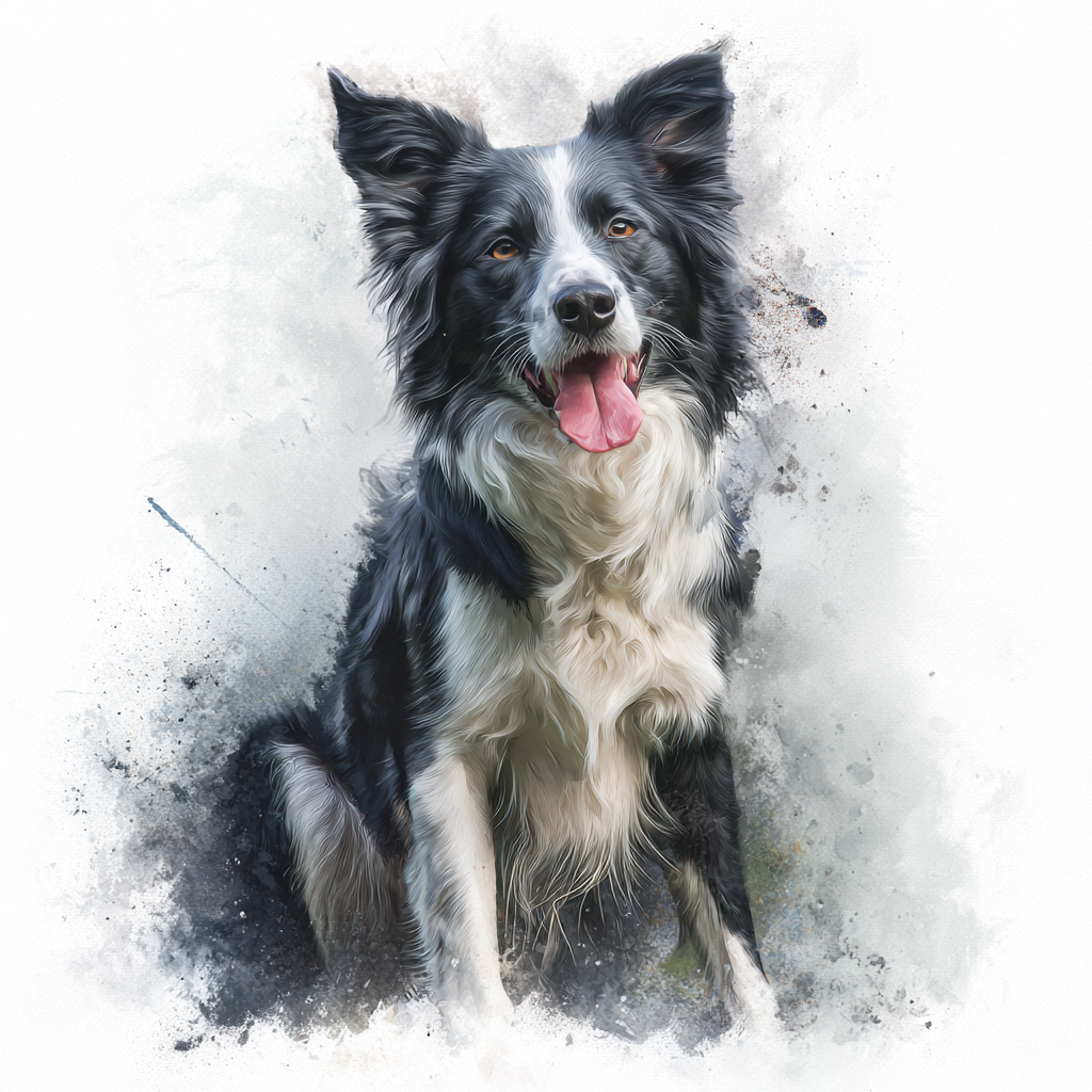 Border Collie - Black - Sitting - Coaster