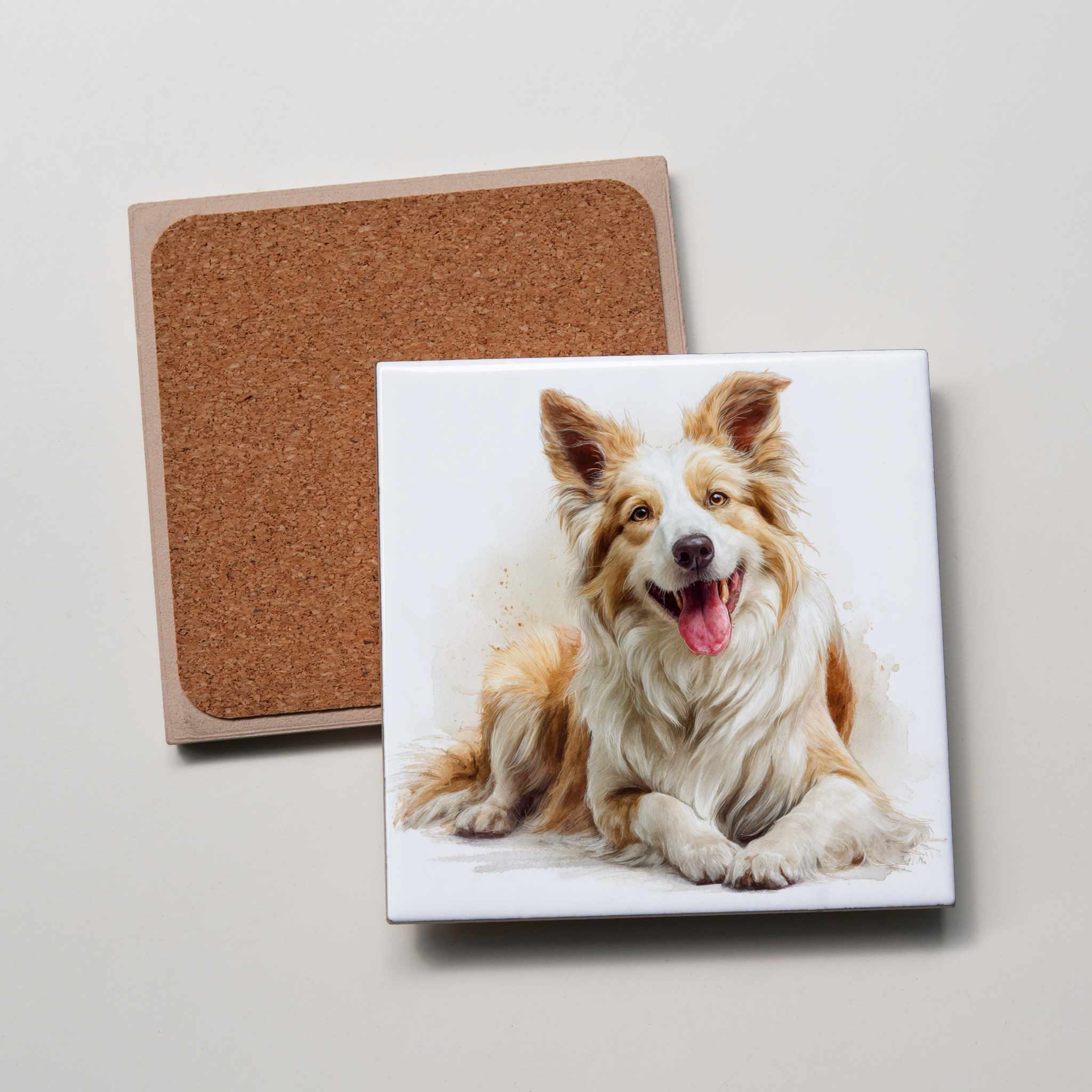 Border Collie - Caramel - Lying HU - Coaster
