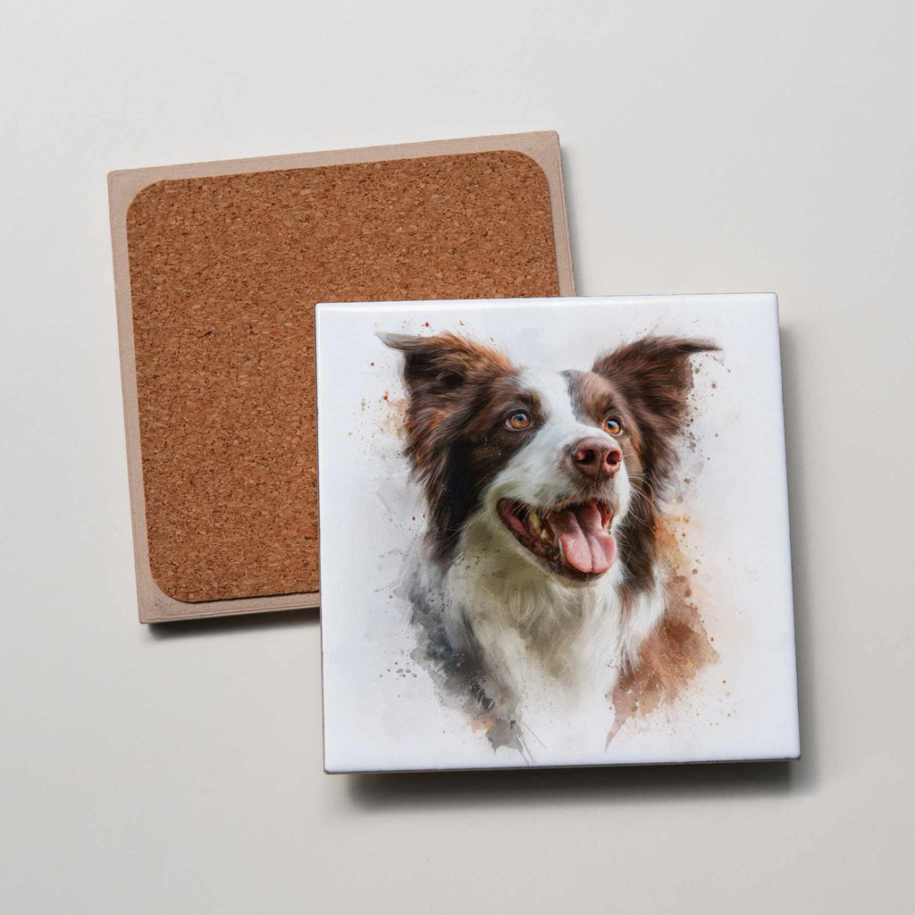 Border Collie - Tan - LR - Coaster