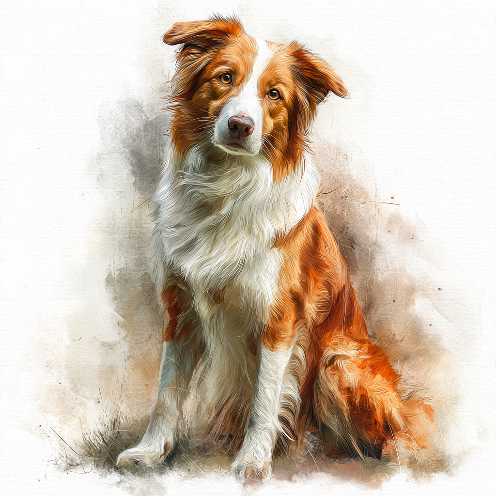 Border Collie - Tan - Sitting - Coaster