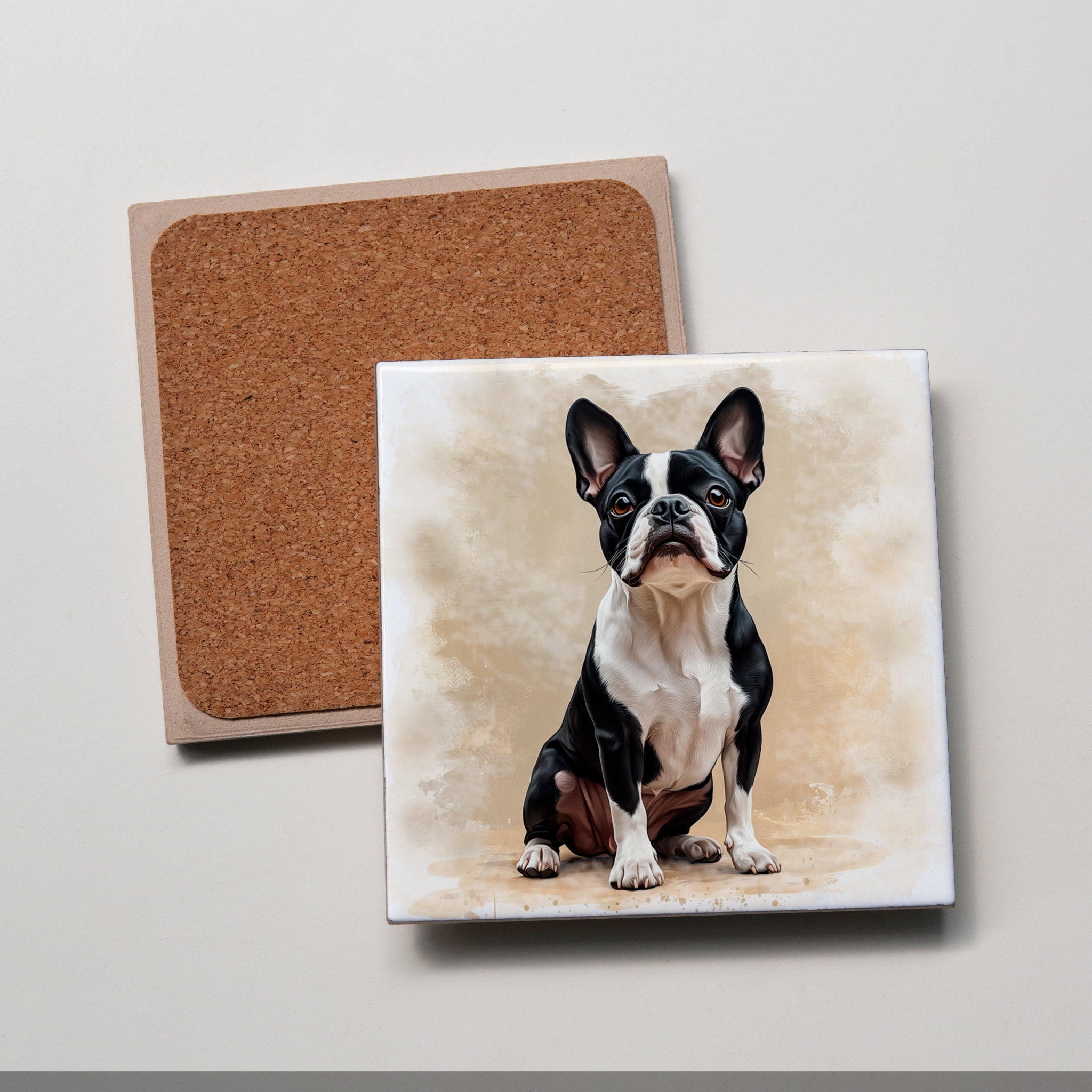 Boston Terrier - Sitting - Coaster