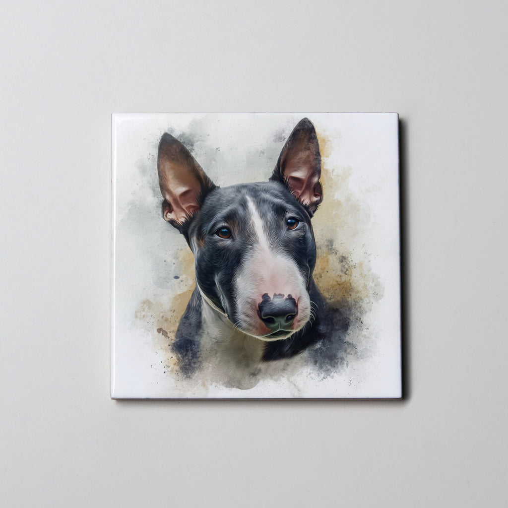 Bull Terrier - B&W - Portrait LR - Coaster