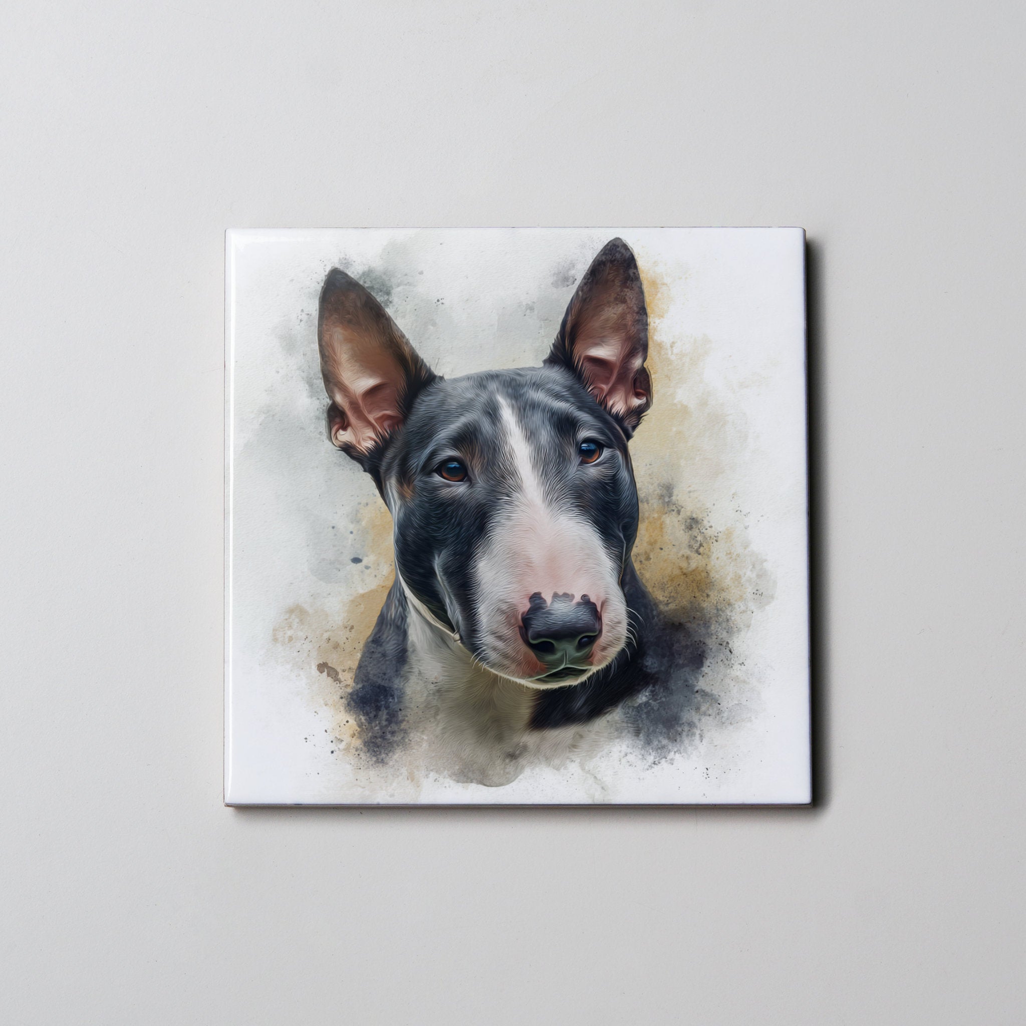 Bull Terrier - B&W - Portrait LR - Coaster
