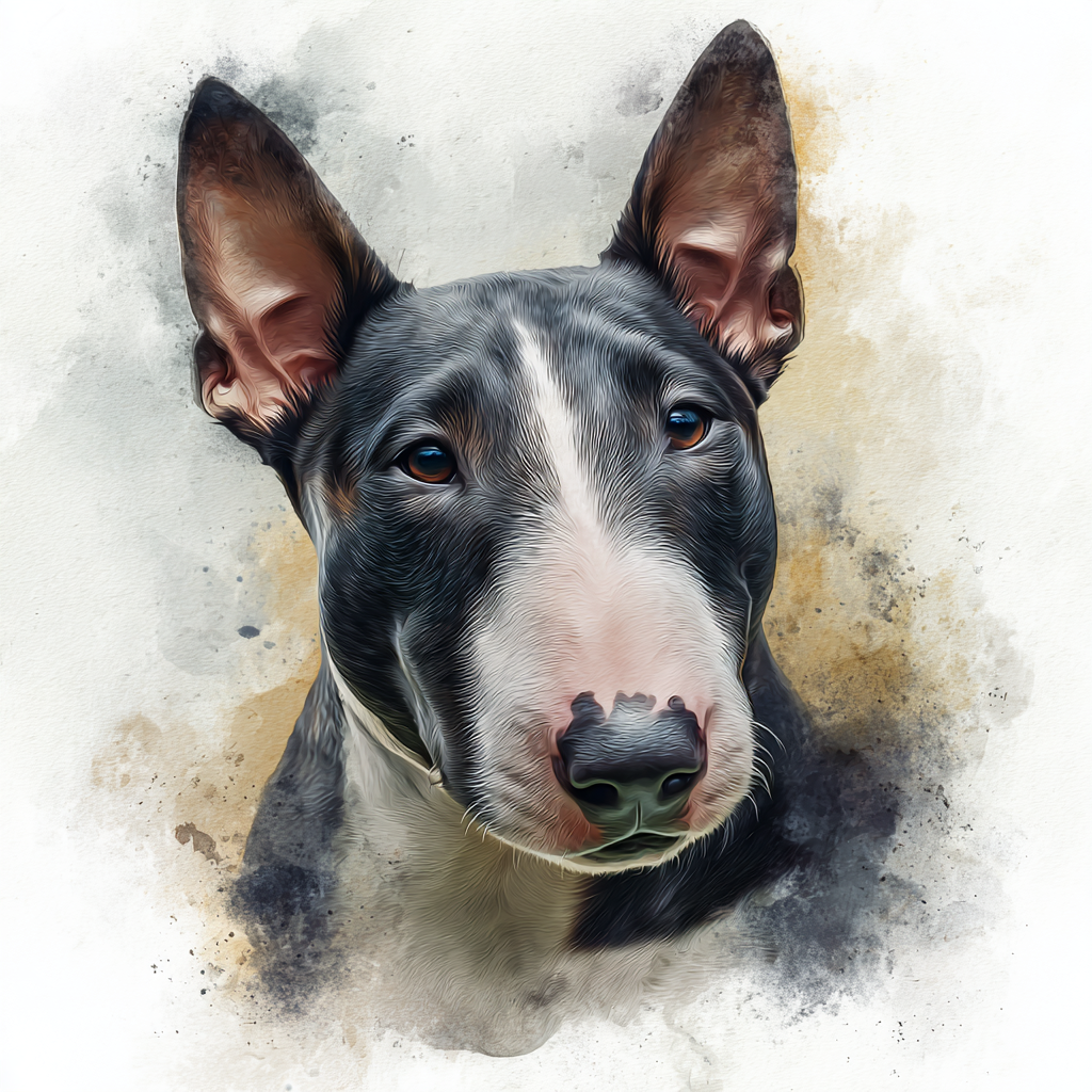 Bull Terrier - B&W - Portrait LR - Coaster