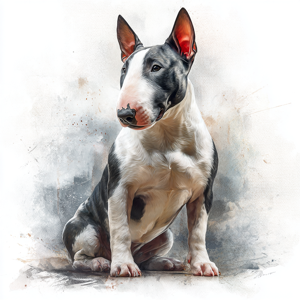 Bull Terrier - B&W - Sitting - Coaster