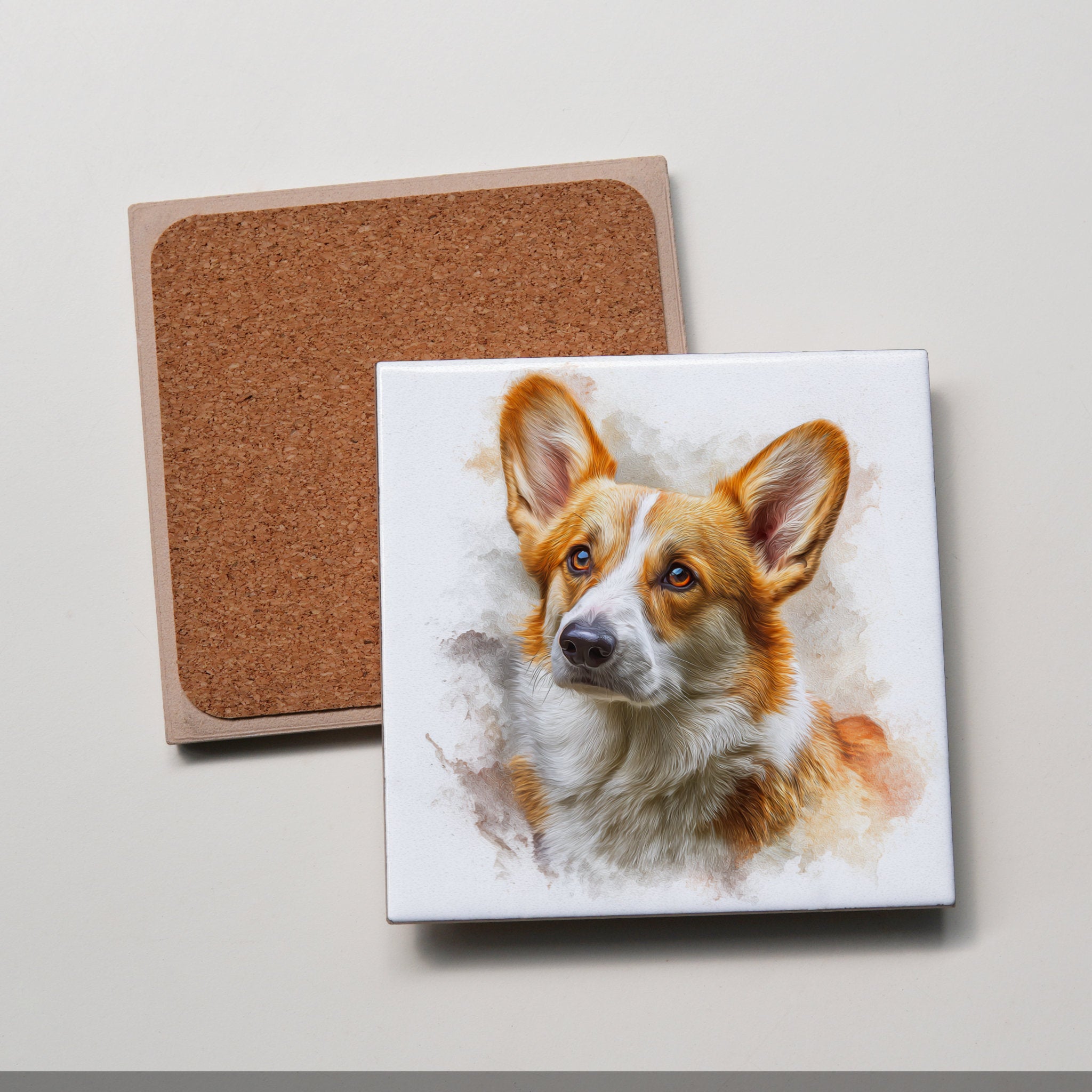 Corgi - tan - portrait - Coaster