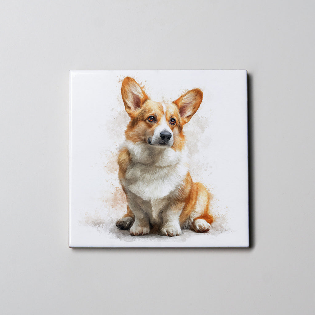 Corgi - tan - sitting - Coaster