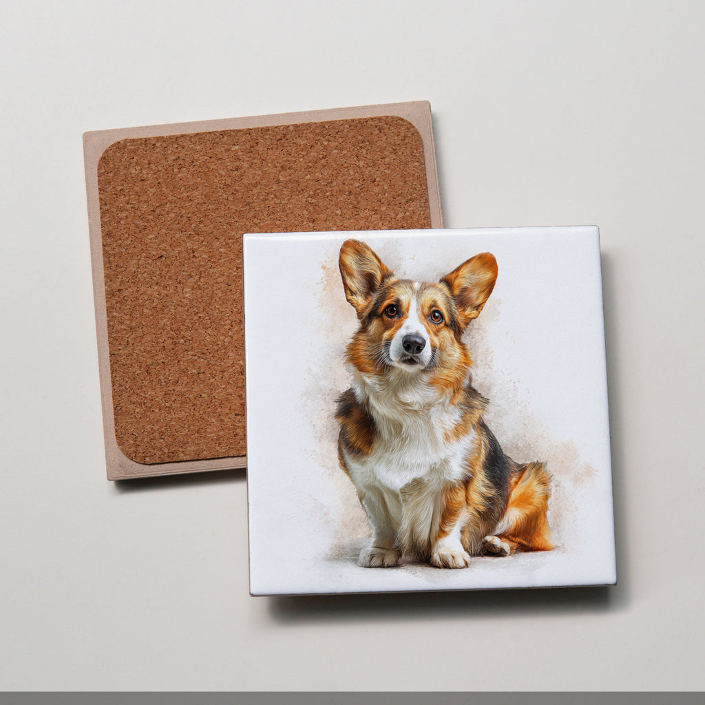 Corgi - tri-colour - sitting - Coaster
