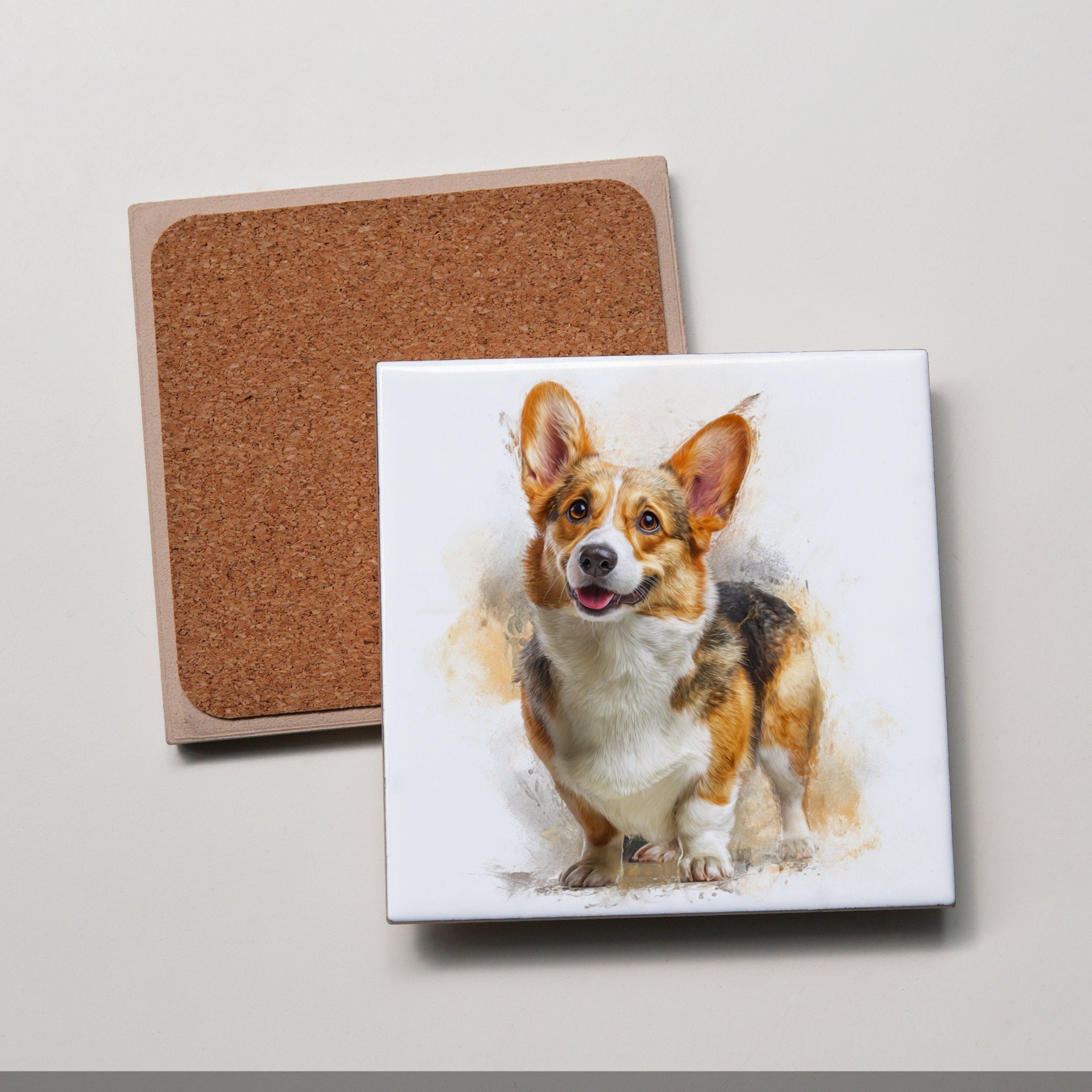 Corgi - tri-colour - standing - Coaster