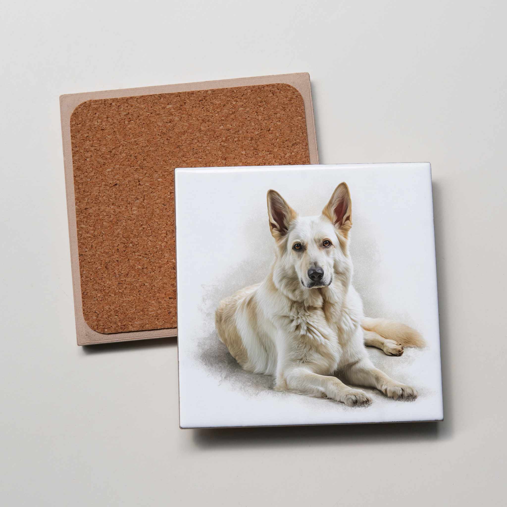 Cream German Shepherd Lying Down - Coaster