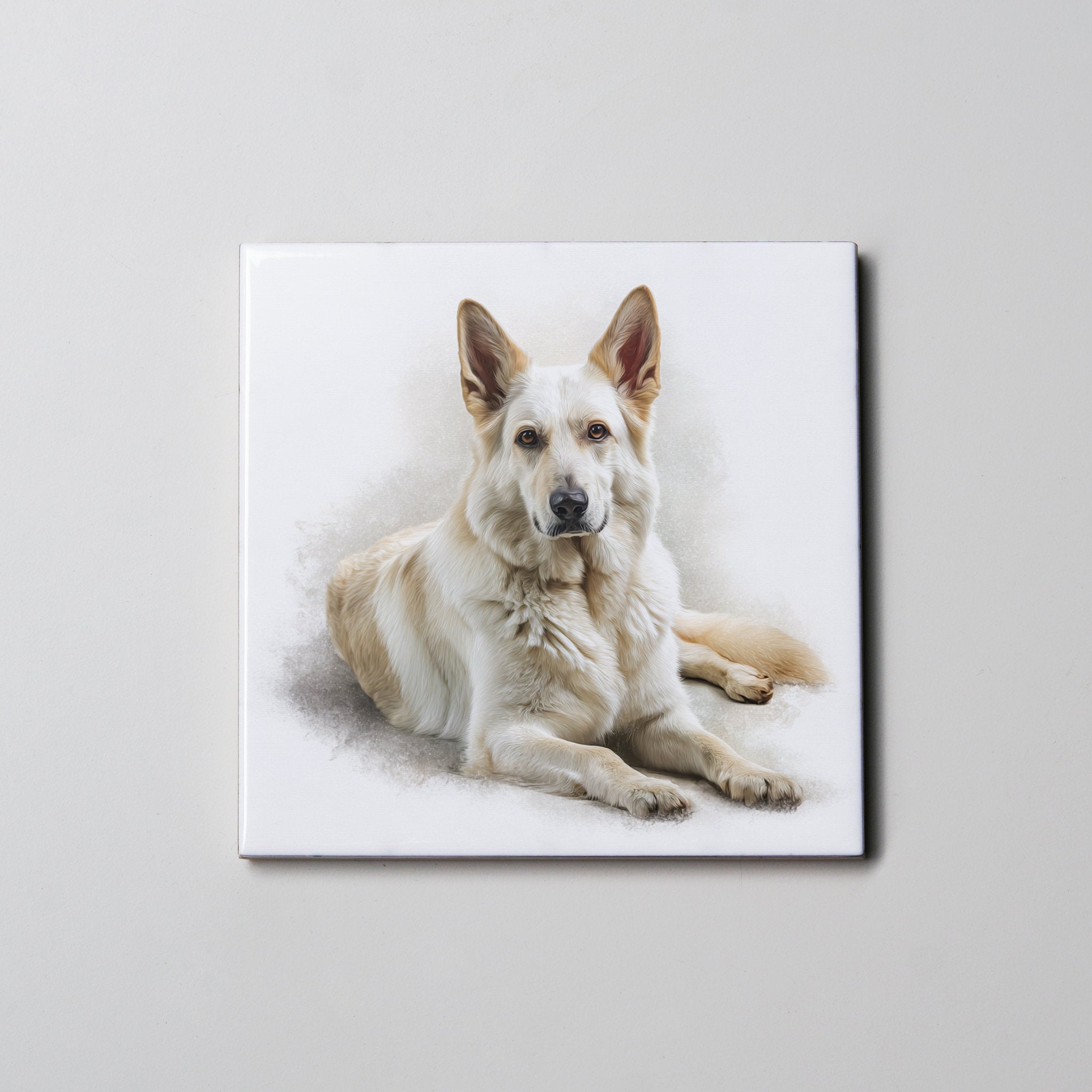 Cream German Shepherd Lying Down - Coaster