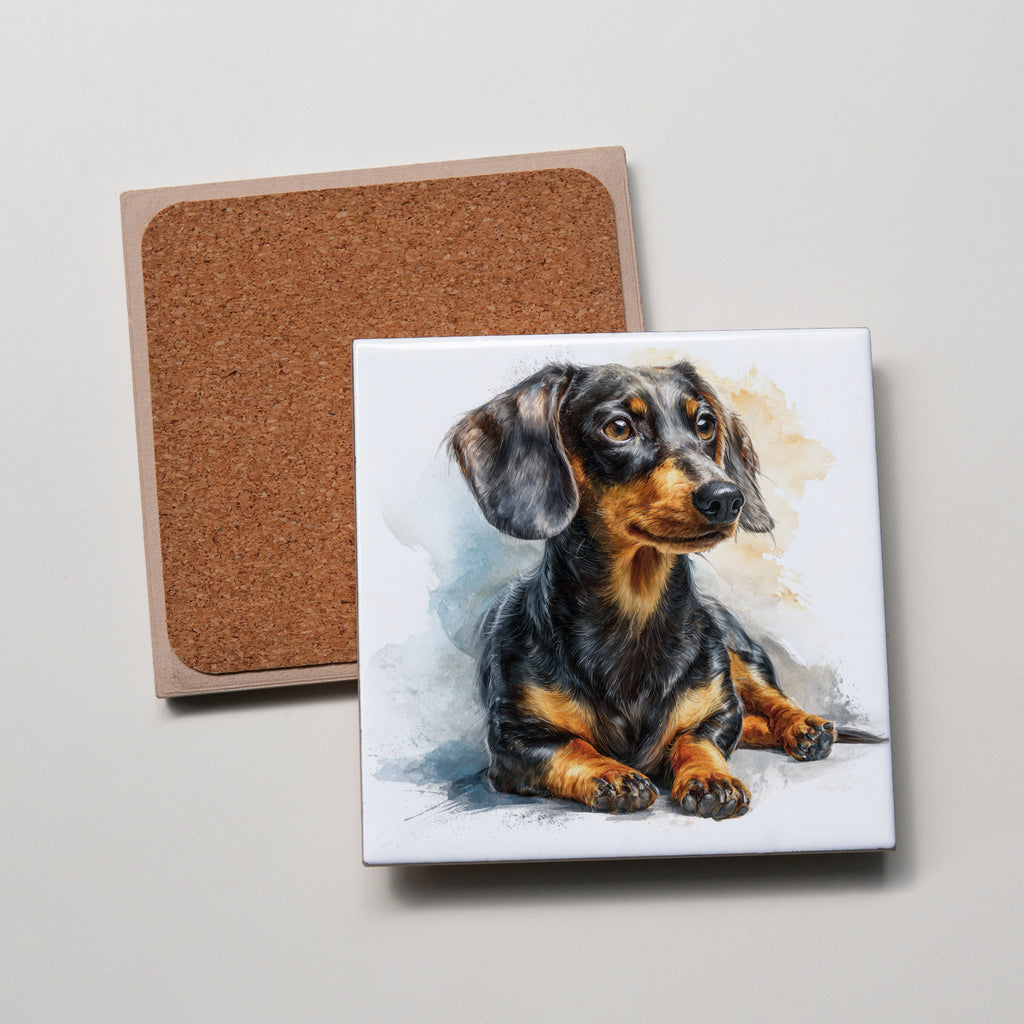 Dachshund Black & Tan LD - R - Coaster