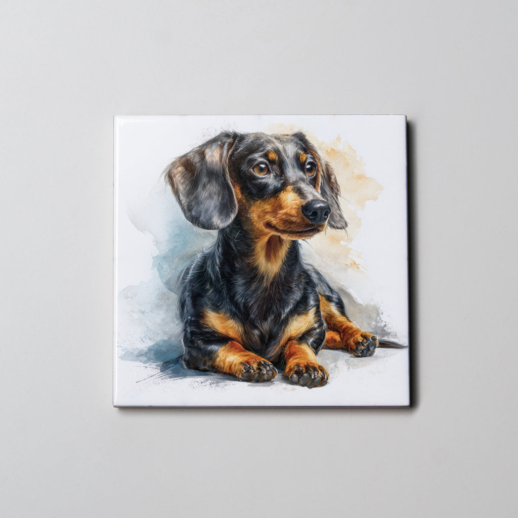 Dachshund Black & Tan LD - R - Coaster