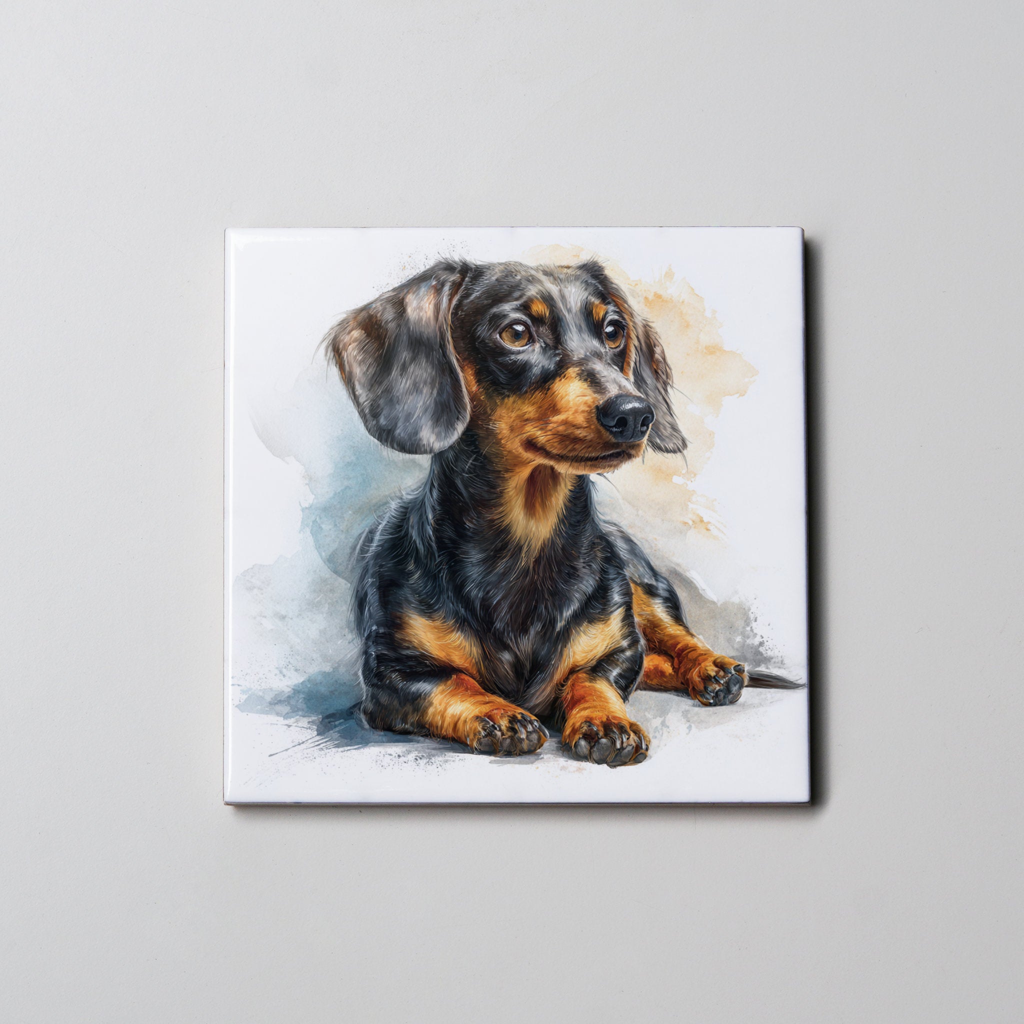 Dachshund Black & Tan LD - R - Coaster