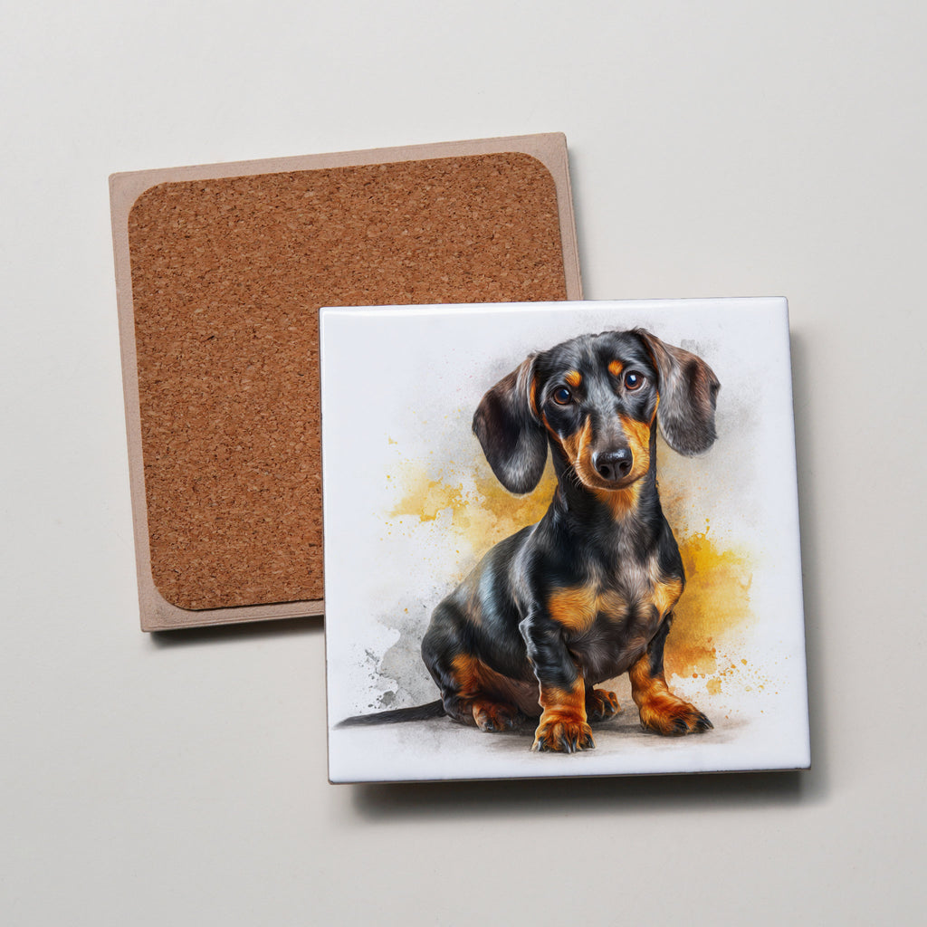 Dachshund Black & Tan sitting - Coaster