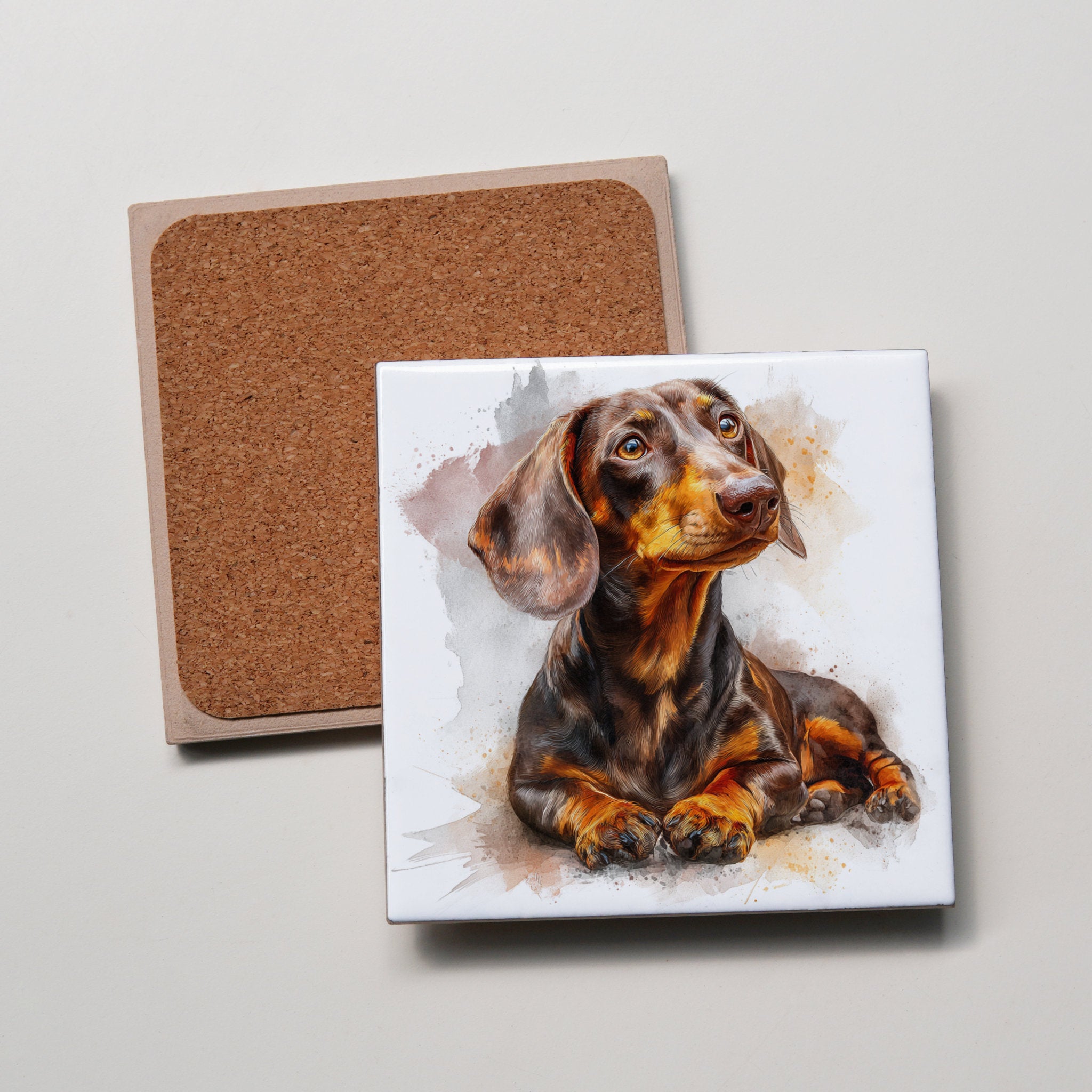 Dachshund Brown & Tan LD R - Coaster