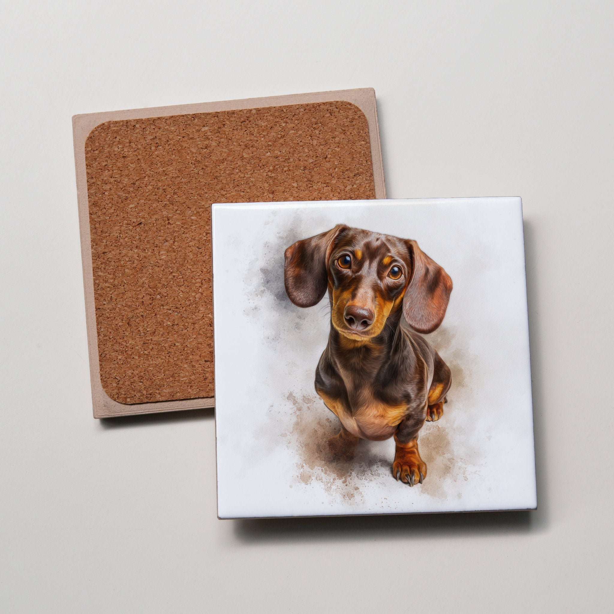 Dachshund Brown & Tan sitting - Coaster