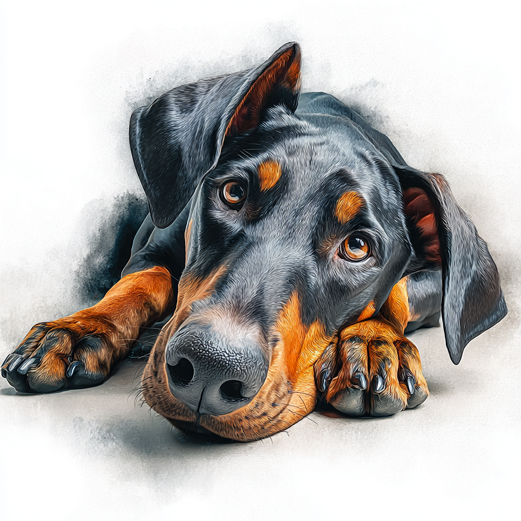 Doberman - Lying Down - Coaster