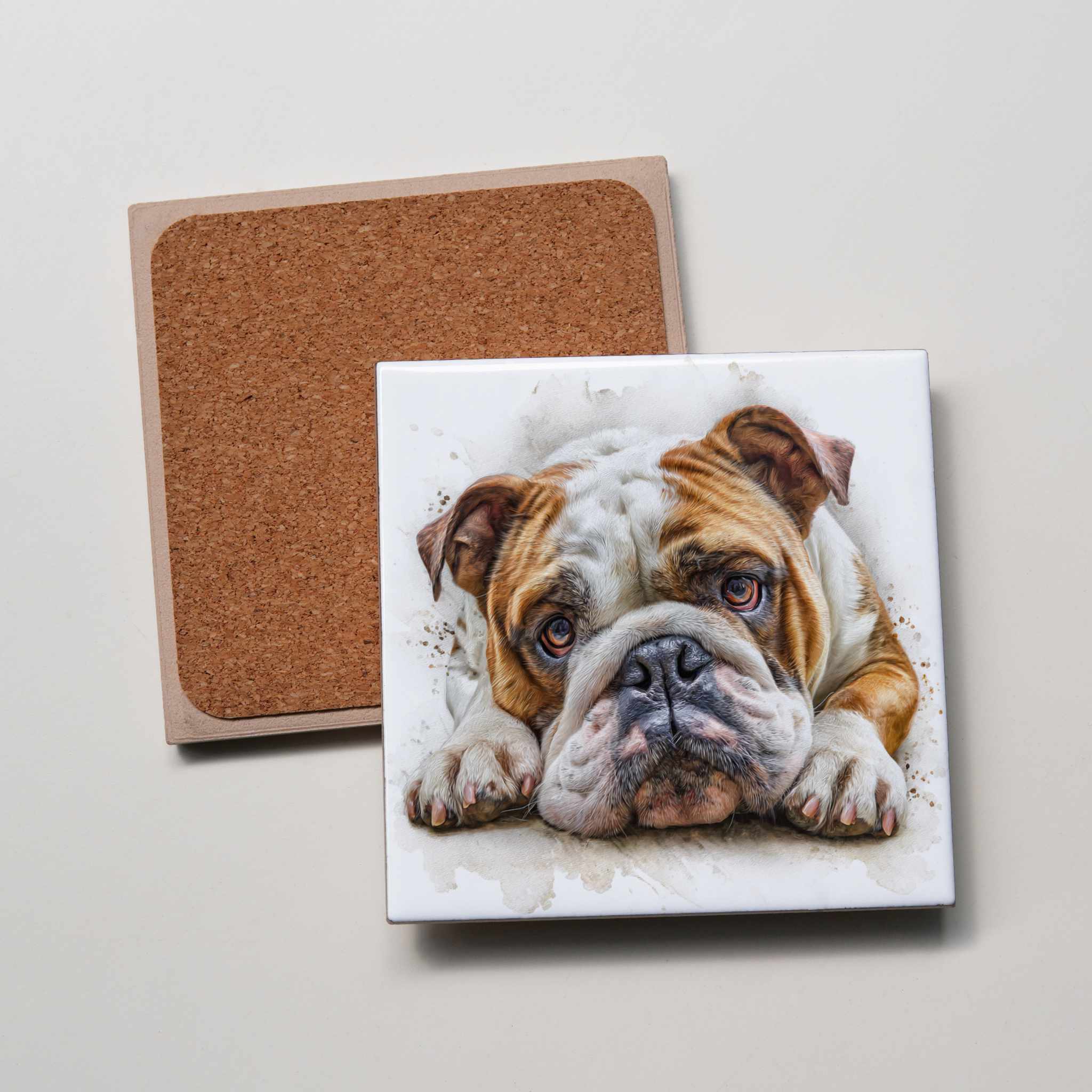 English Bulldog  - Lying - Coaster