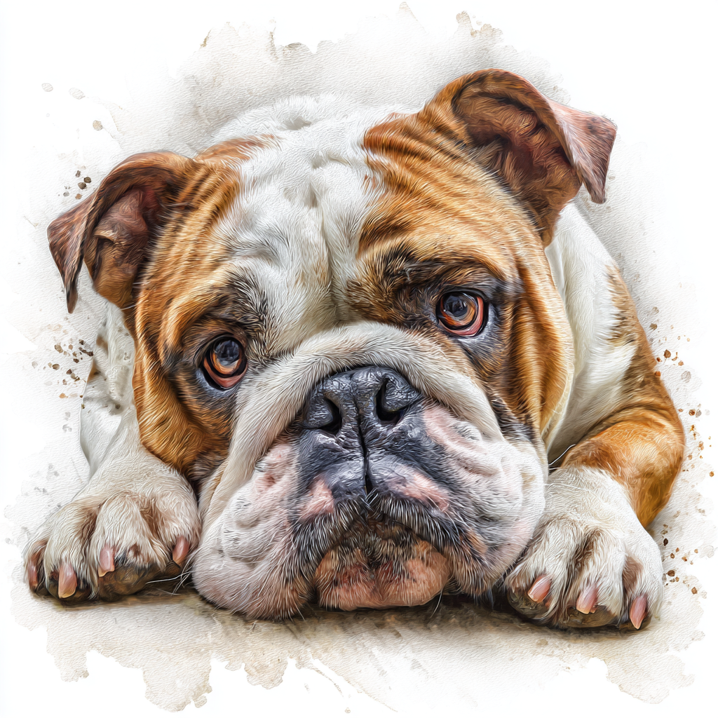 English Bulldog  - Lying - Coaster