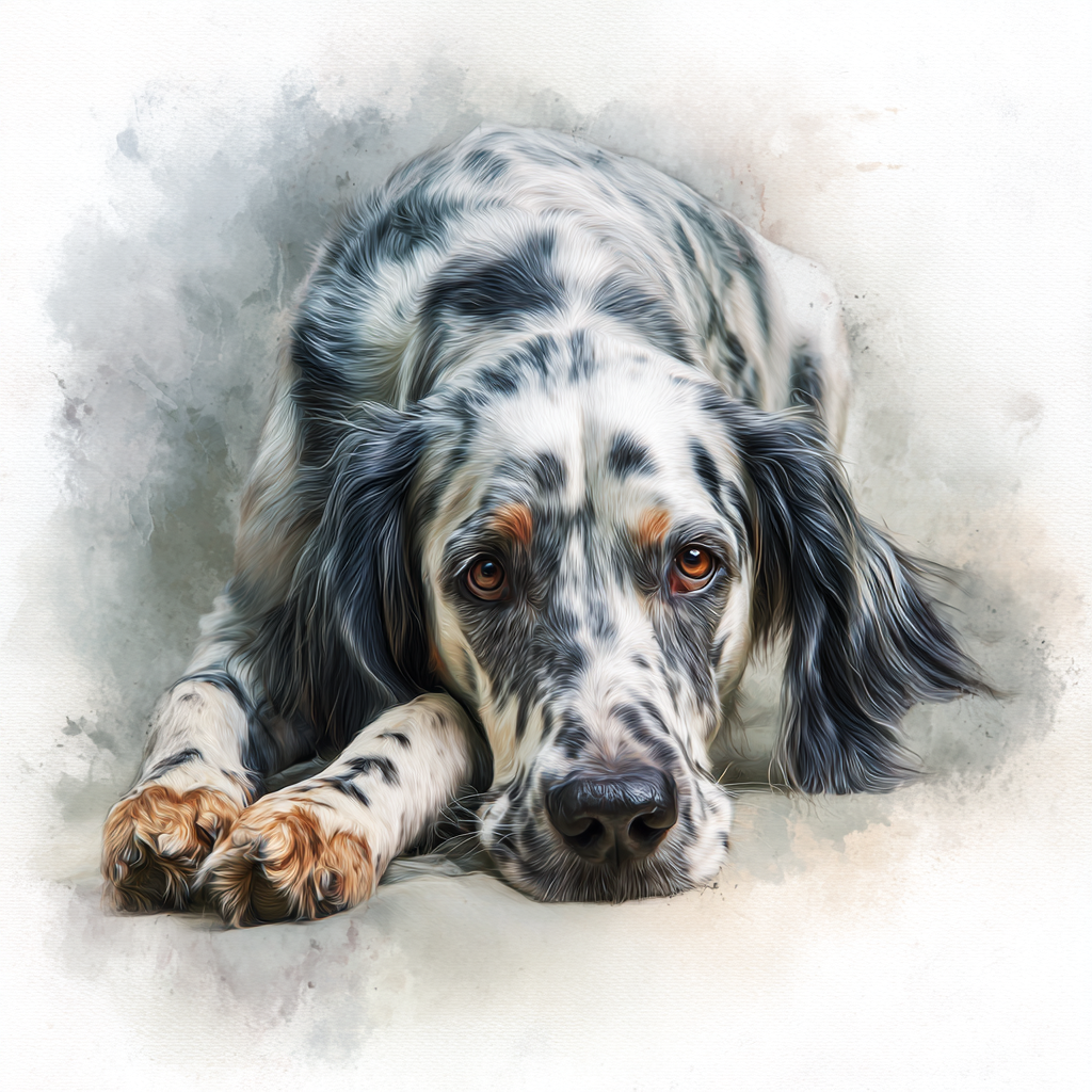 English Setter - Black - Lying HD - Coaster