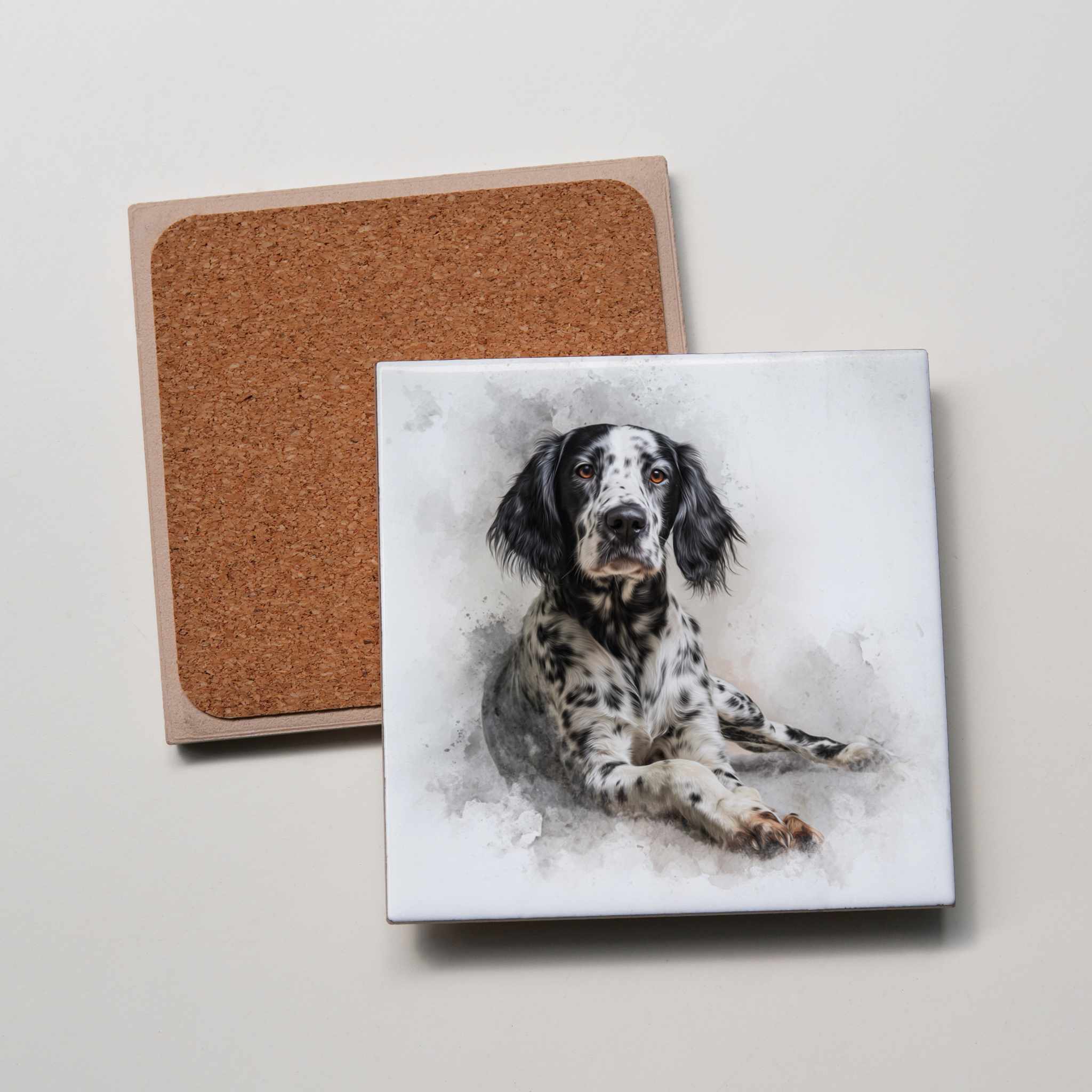 English Setter - Black - Lying HU - Coaster